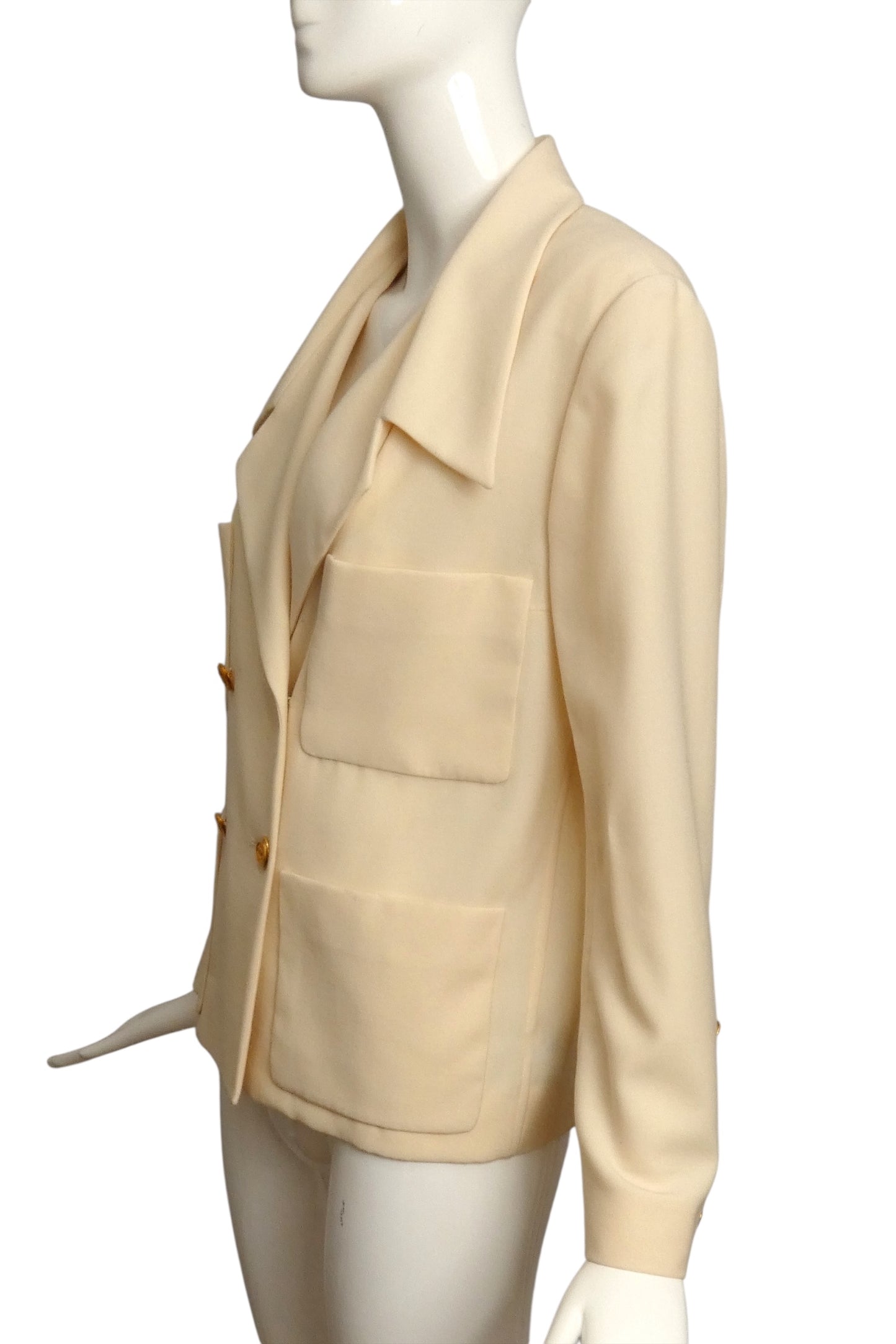CHANEL- AS IS 1980s Ivory Double Breast Jacket, Size 8