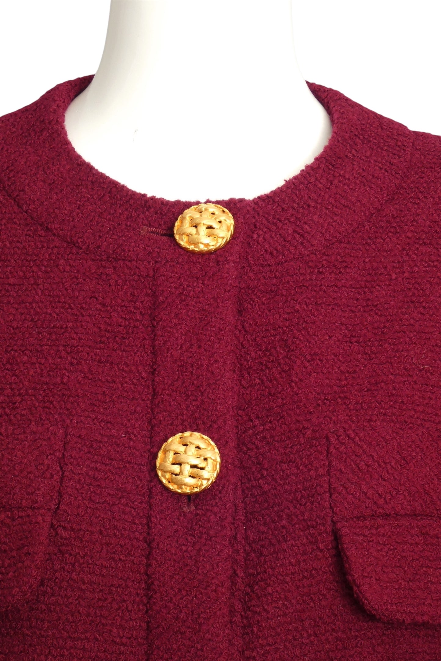 CHANEL BOUTIQUE- 1980s Burgundy Wool Skirt Suit, Size 8