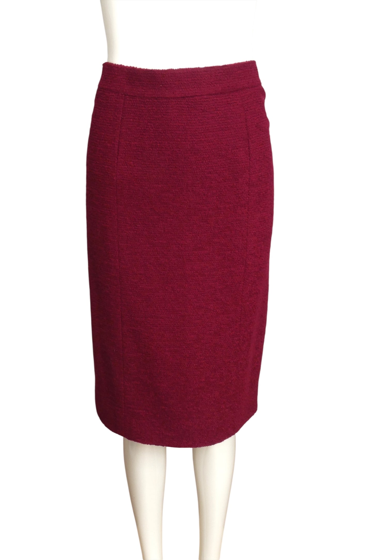 CHANEL BOUTIQUE- 1980s Burgundy Wool Skirt Suit, Size 8