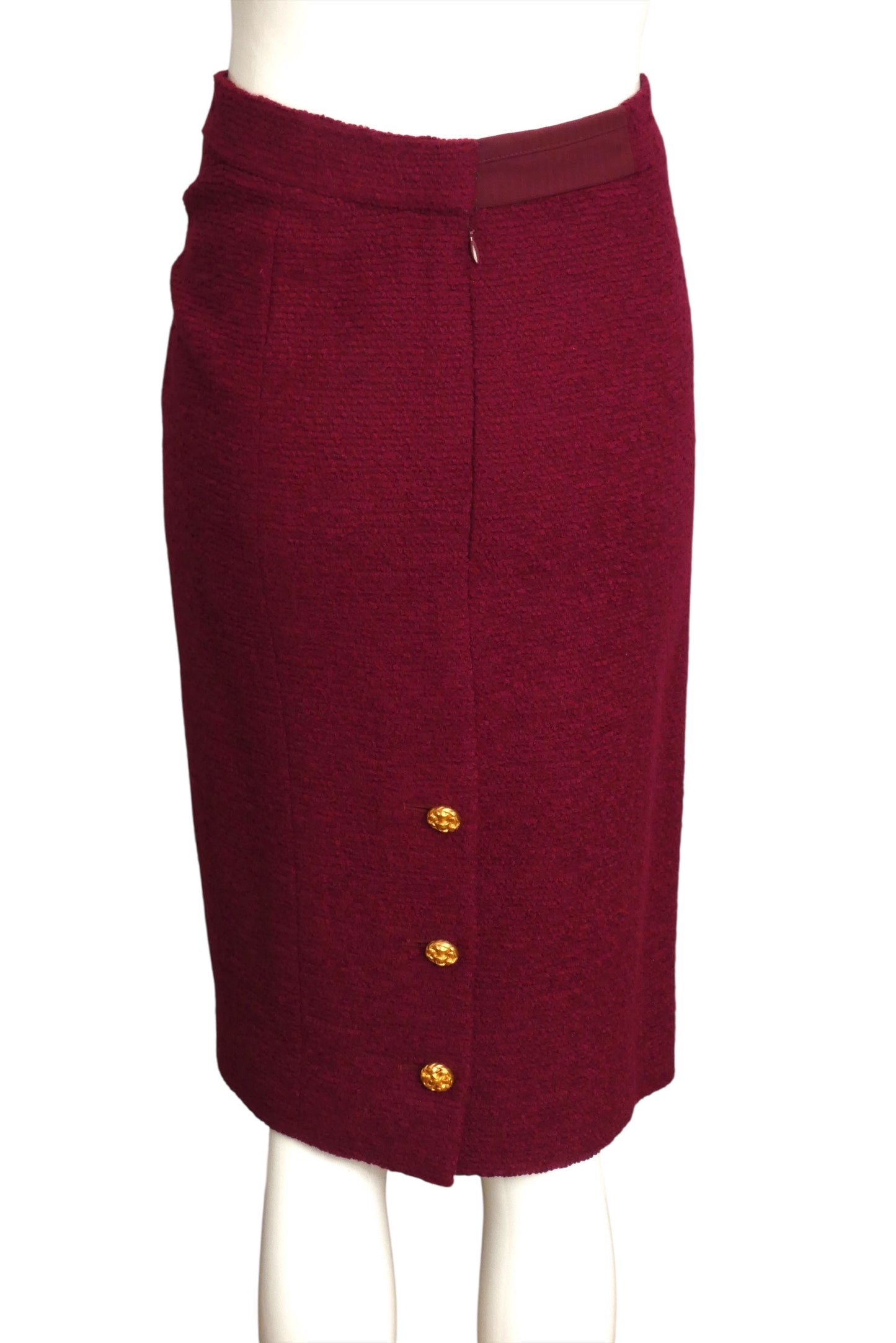 CHANEL BOUTIQUE- 1980s Burgundy Wool Skirt Suit, Size 8