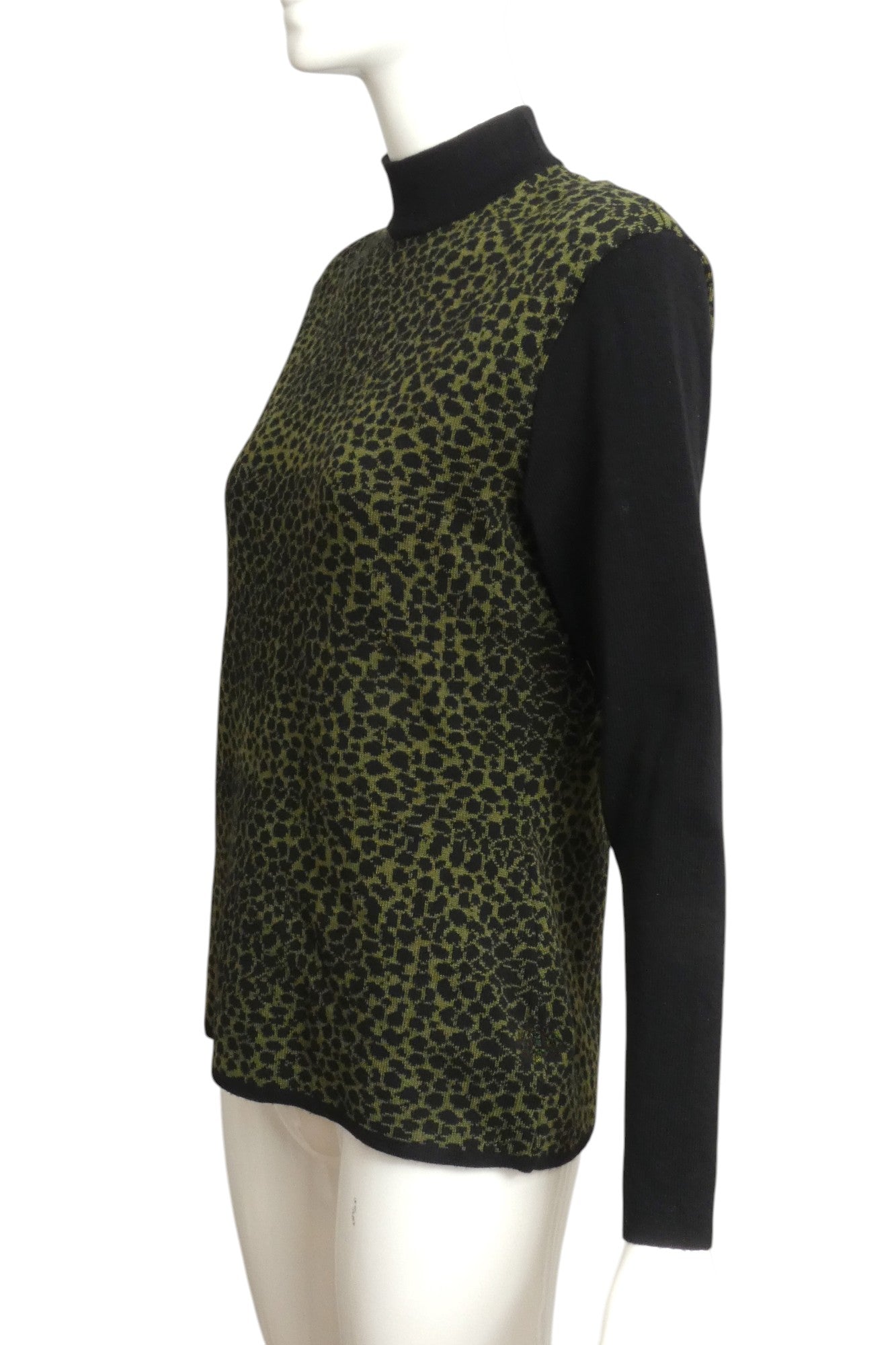 YVES SAINT LAURENT- 1990s Animal Print Wool Sweater, Size 10