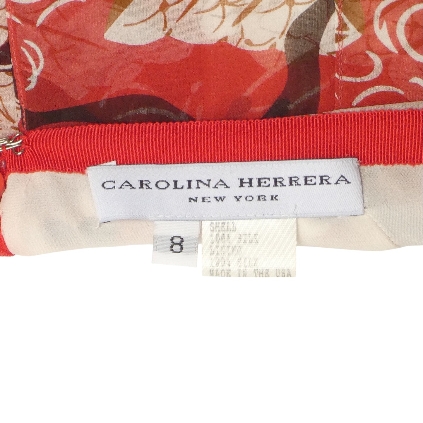 CAROLINA HERRERA- Swim Print Silk Chiffon Skirt, Size 8