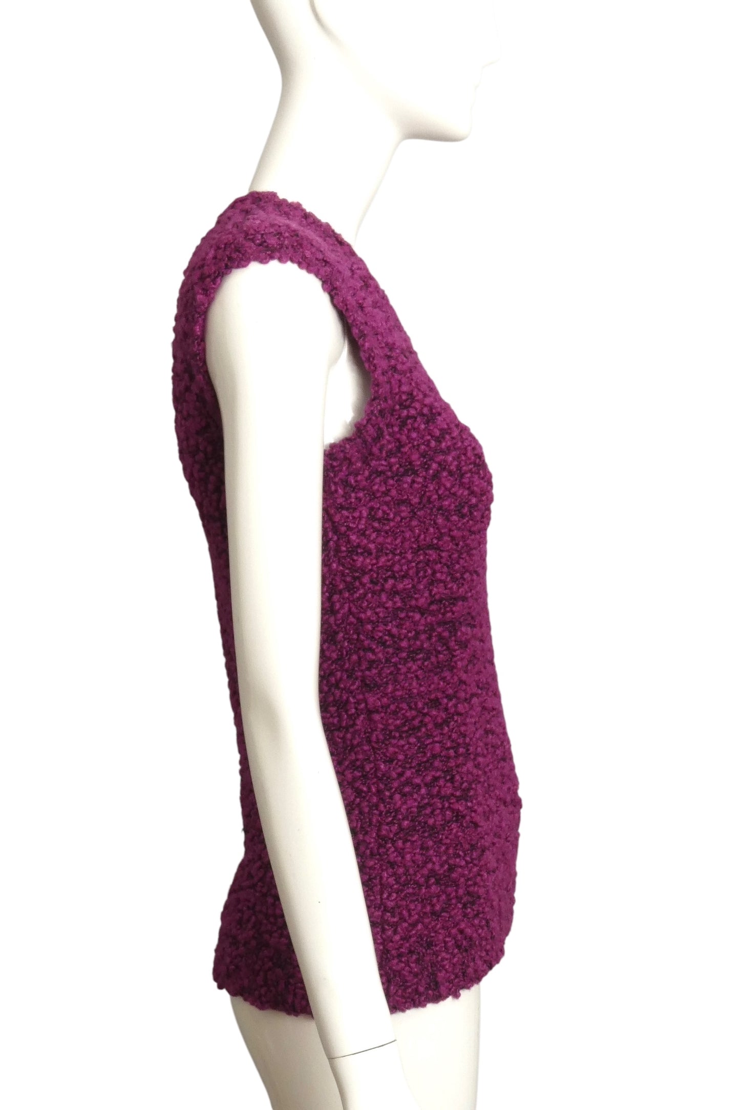 OSCAR DE LA RENTA- 1990s Purple Wool Boucle Sweater , Size Small
