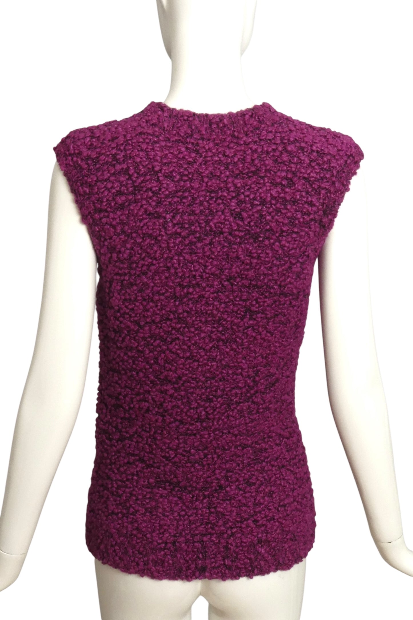OSCAR DE LA RENTA- 1990s Purple Wool Boucle Sweater , Size Small