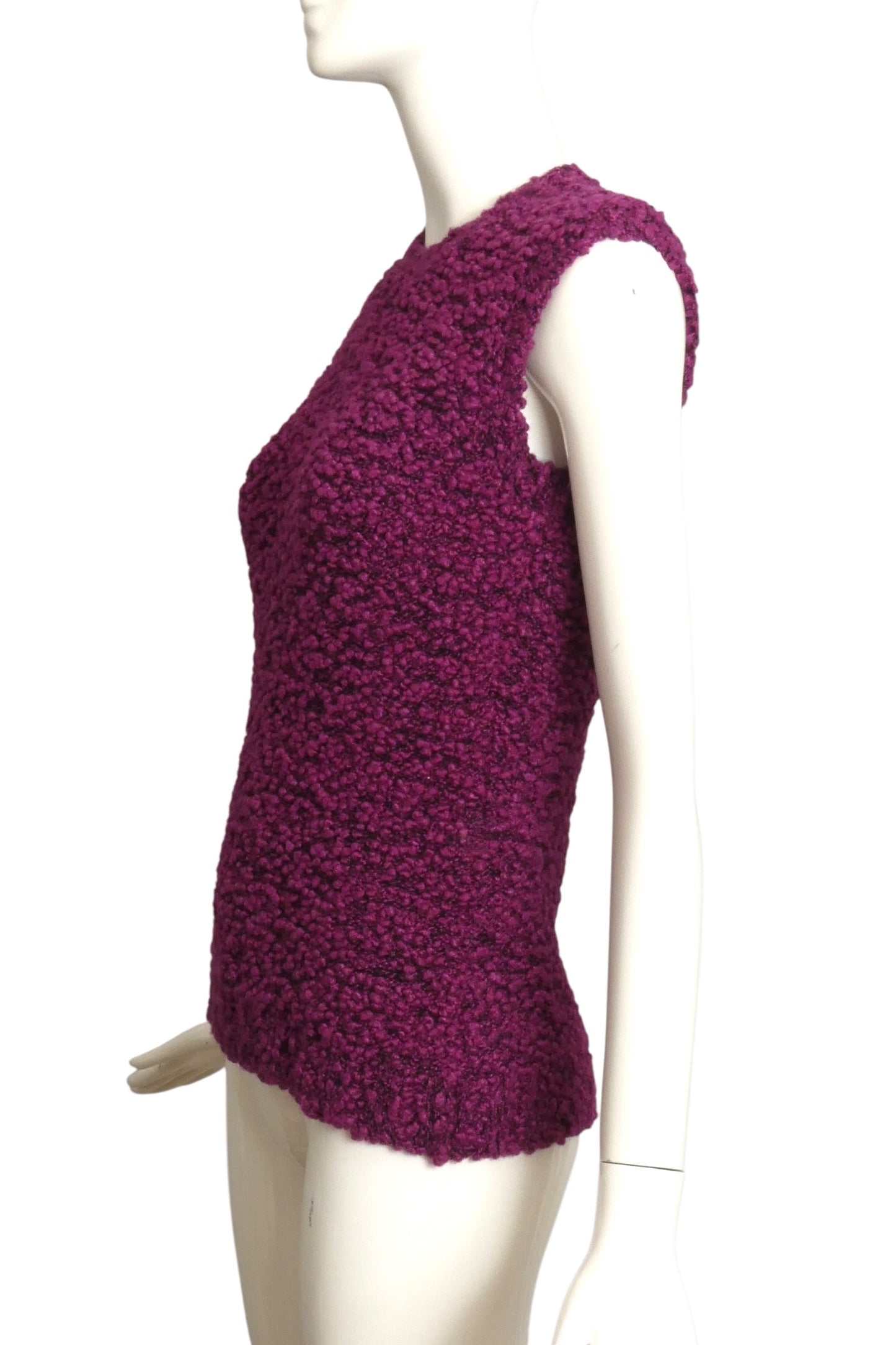 OSCAR DE LA RENTA- 1990s Purple Wool Boucle Sweater , Size Small