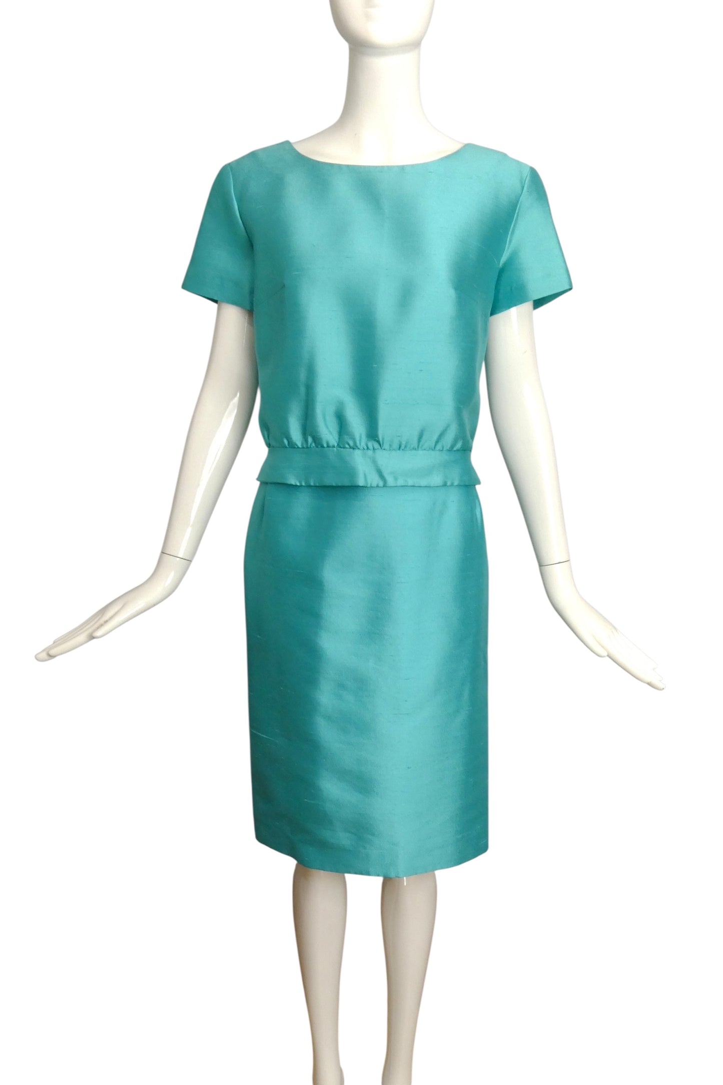 LILLI ANN- AS IS 1960s 3pc Blue Shantung Ensemble, Size 6