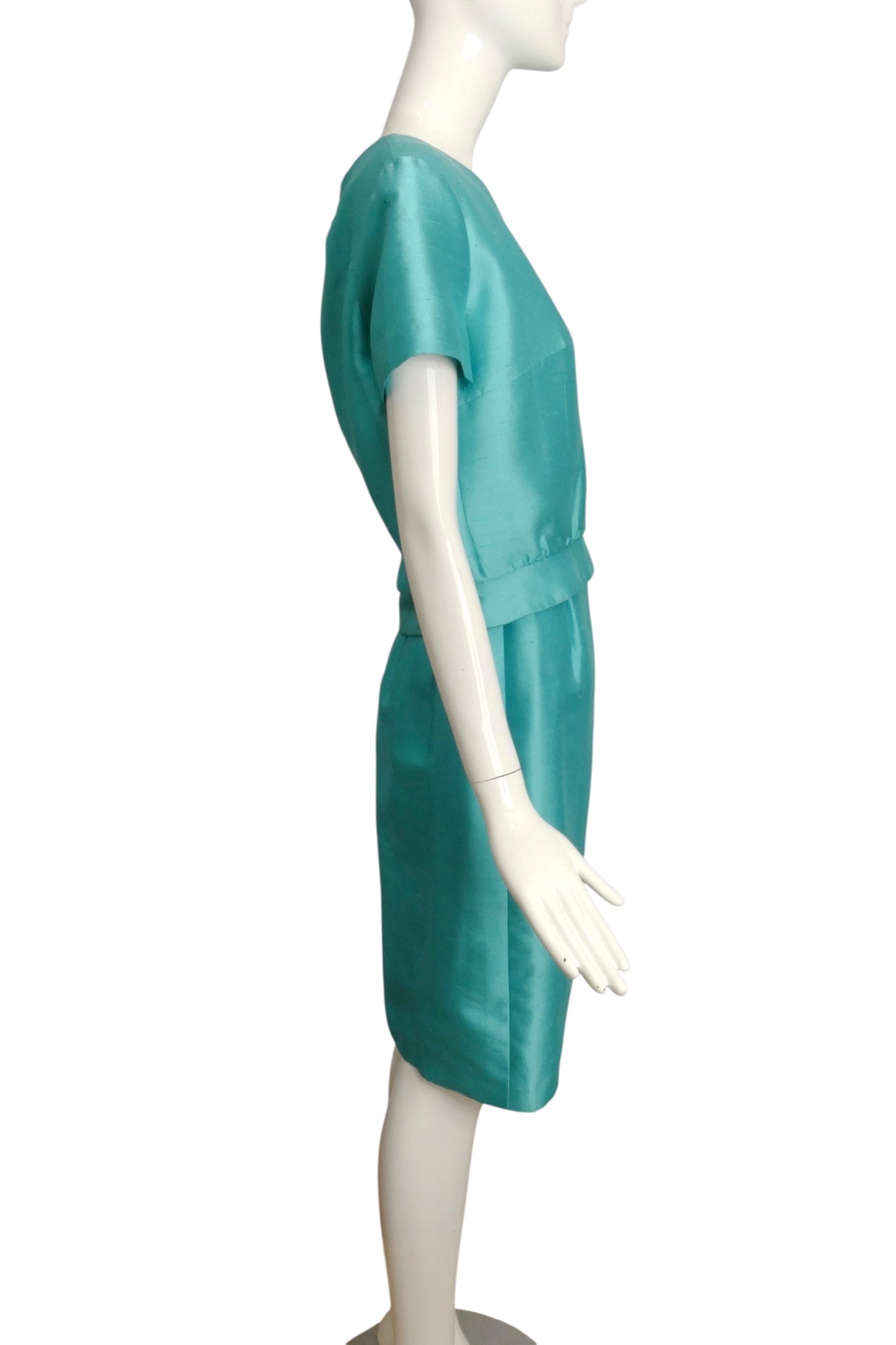 LILLI ANN- AS IS 1960s 3pc Blue Shantung Ensemble, Size 6