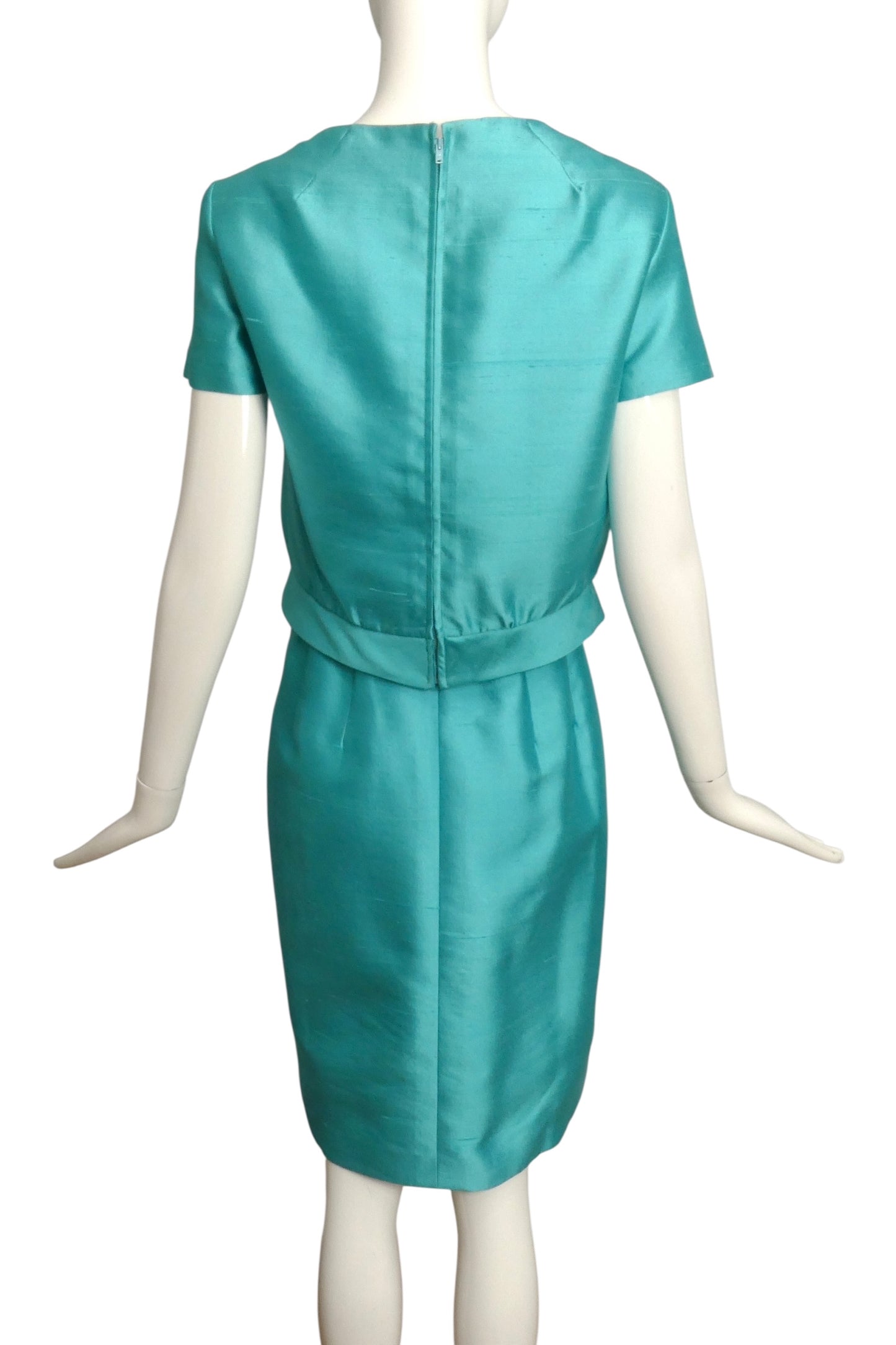 LILLI ANN- AS IS 1960s 3pc Blue Shantung Ensemble, Size 6