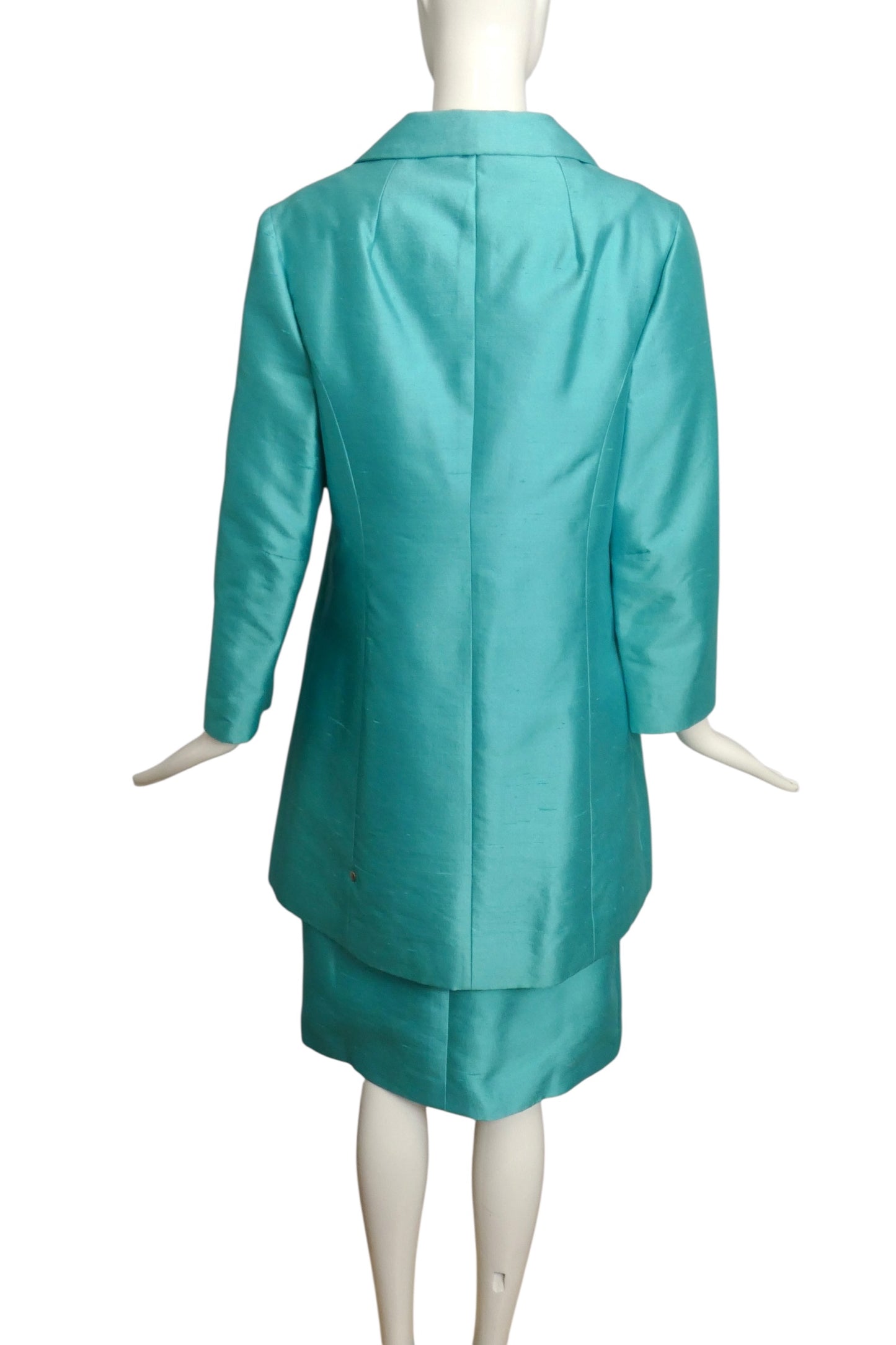 LILLI ANN- AS IS 1960s 3pc Blue Shantung Ensemble, Size 6