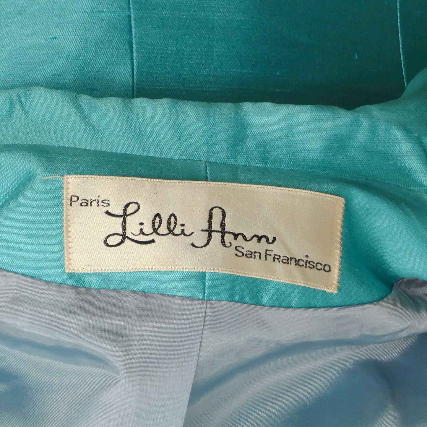 LILLI ANN- AS IS 1960s 3pc Blue Shantung Ensemble, Size 6