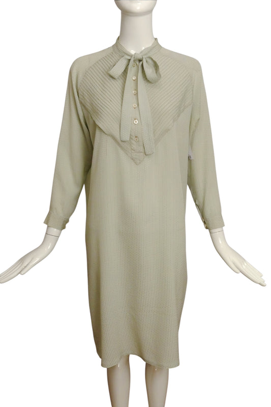 CHLOE- 1980s Dove Grey Silk Jacquard Dress, Size 10