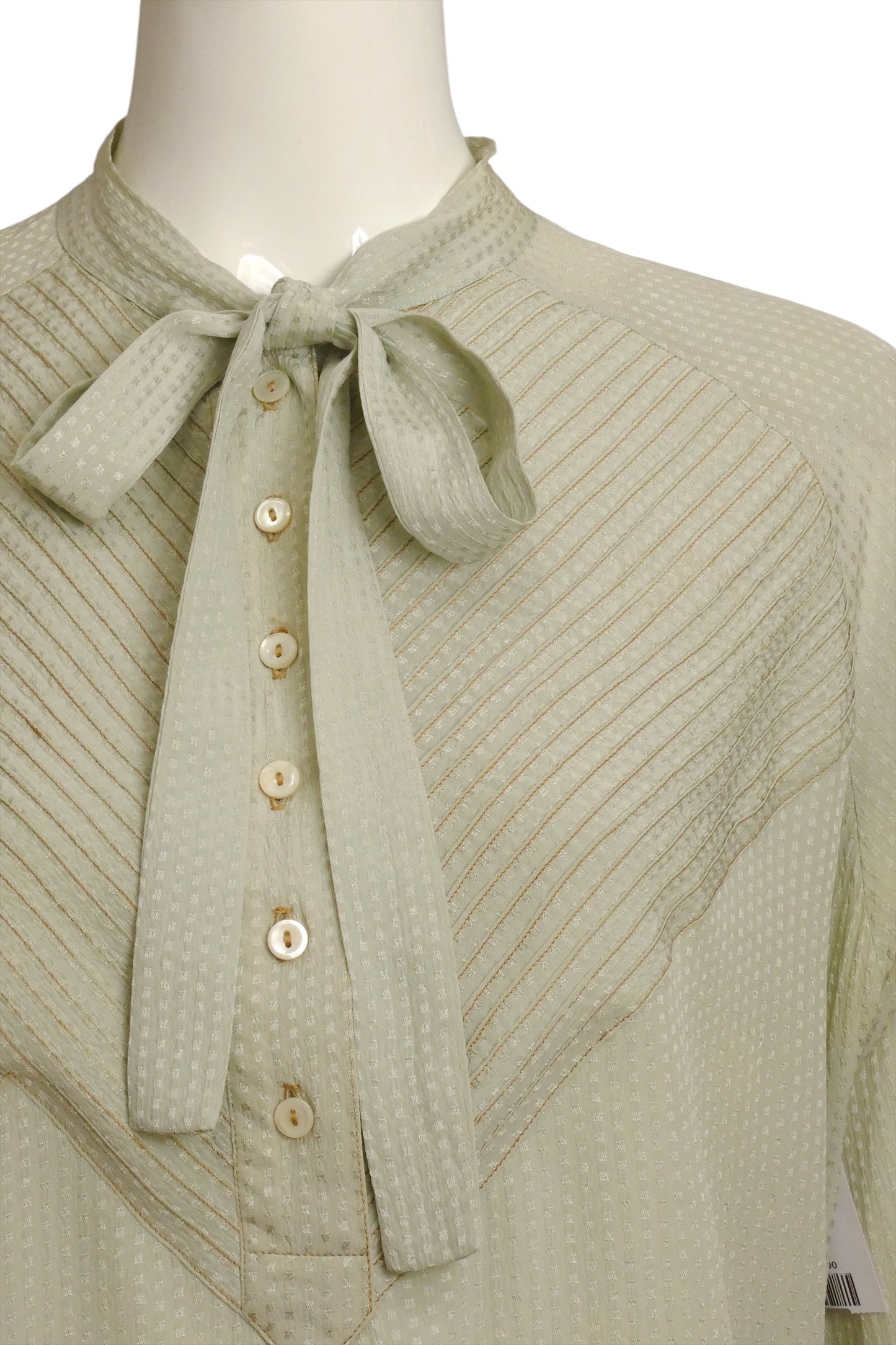CHLOE- 1980s Dove Grey Silk Jacquard Dress, Size 10