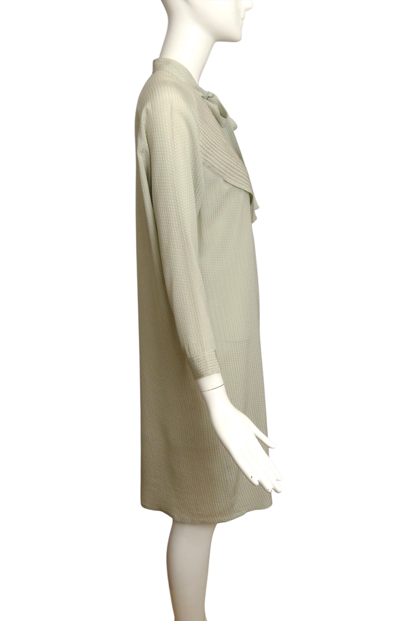 CHLOE- 1980s Dove Grey Silk Jacquard Dress, Size 10