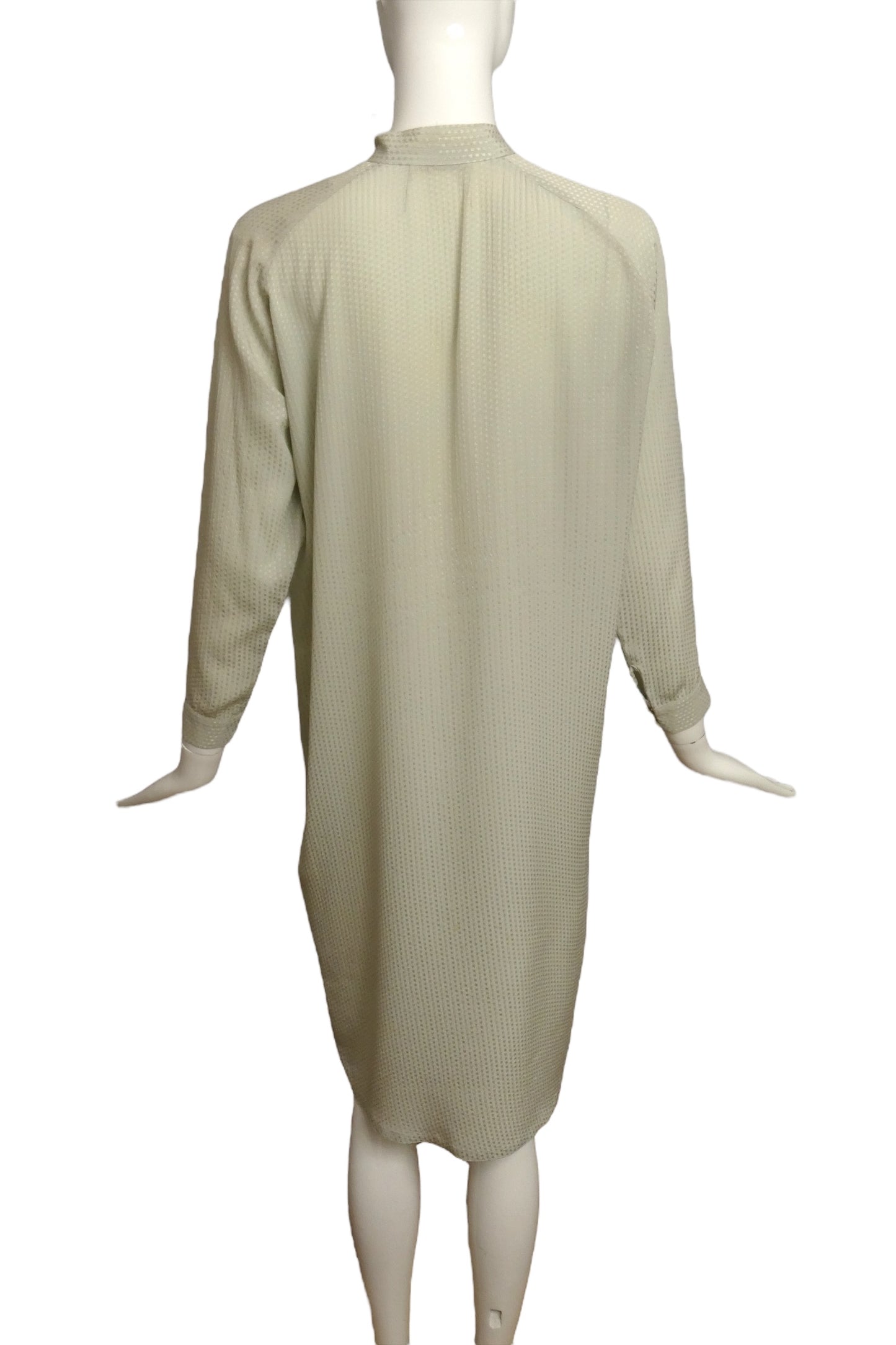 CHLOE- 1980s Dove Grey Silk Jacquard Dress, Size 10