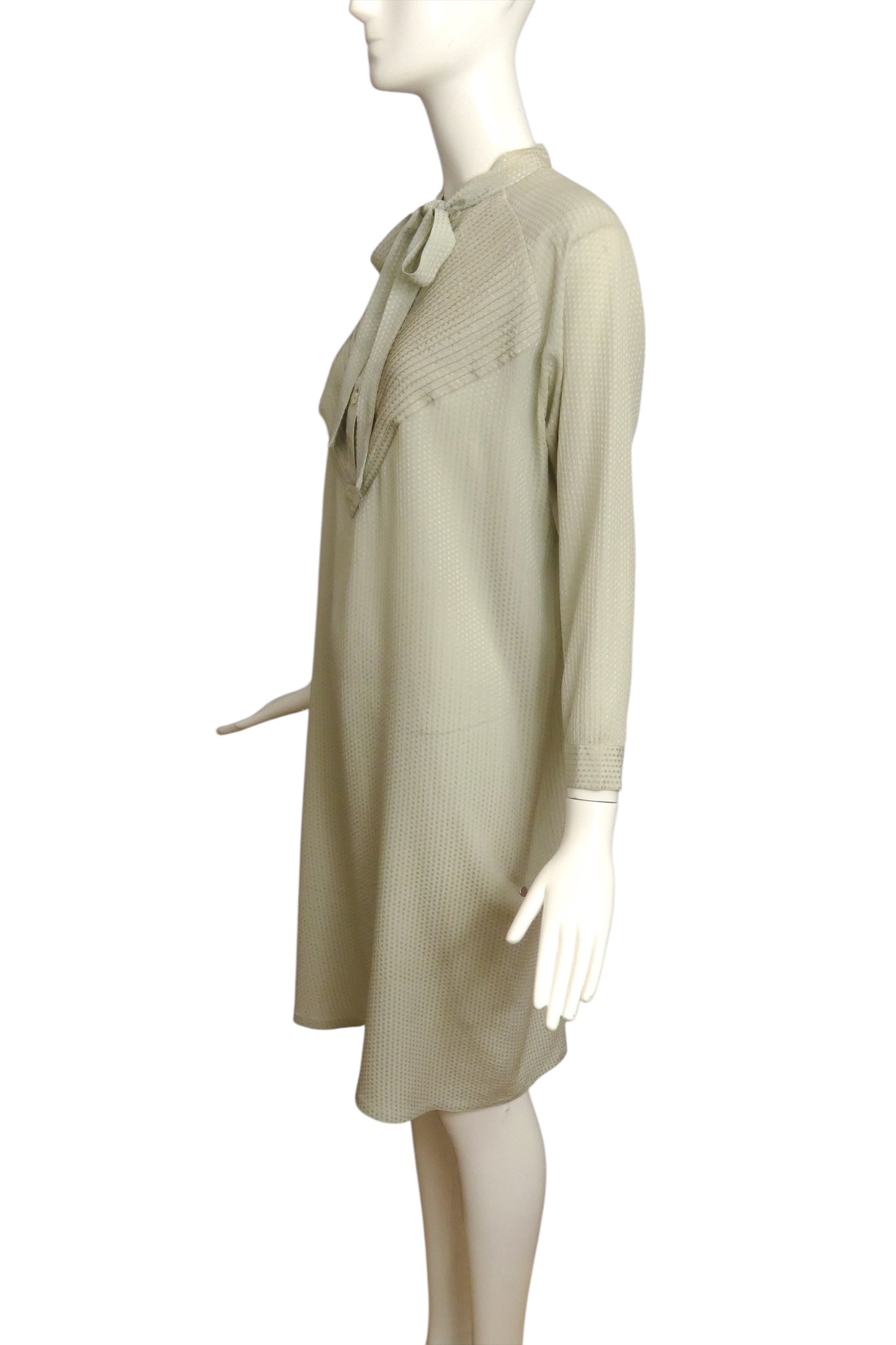 CHLOE- 1980s Dove Grey Silk Jacquard Dress, Size 10