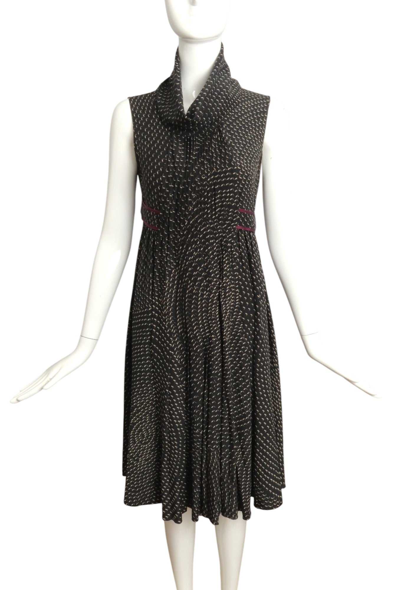 FENDI- Printed Silk Belted Dress, Size 4