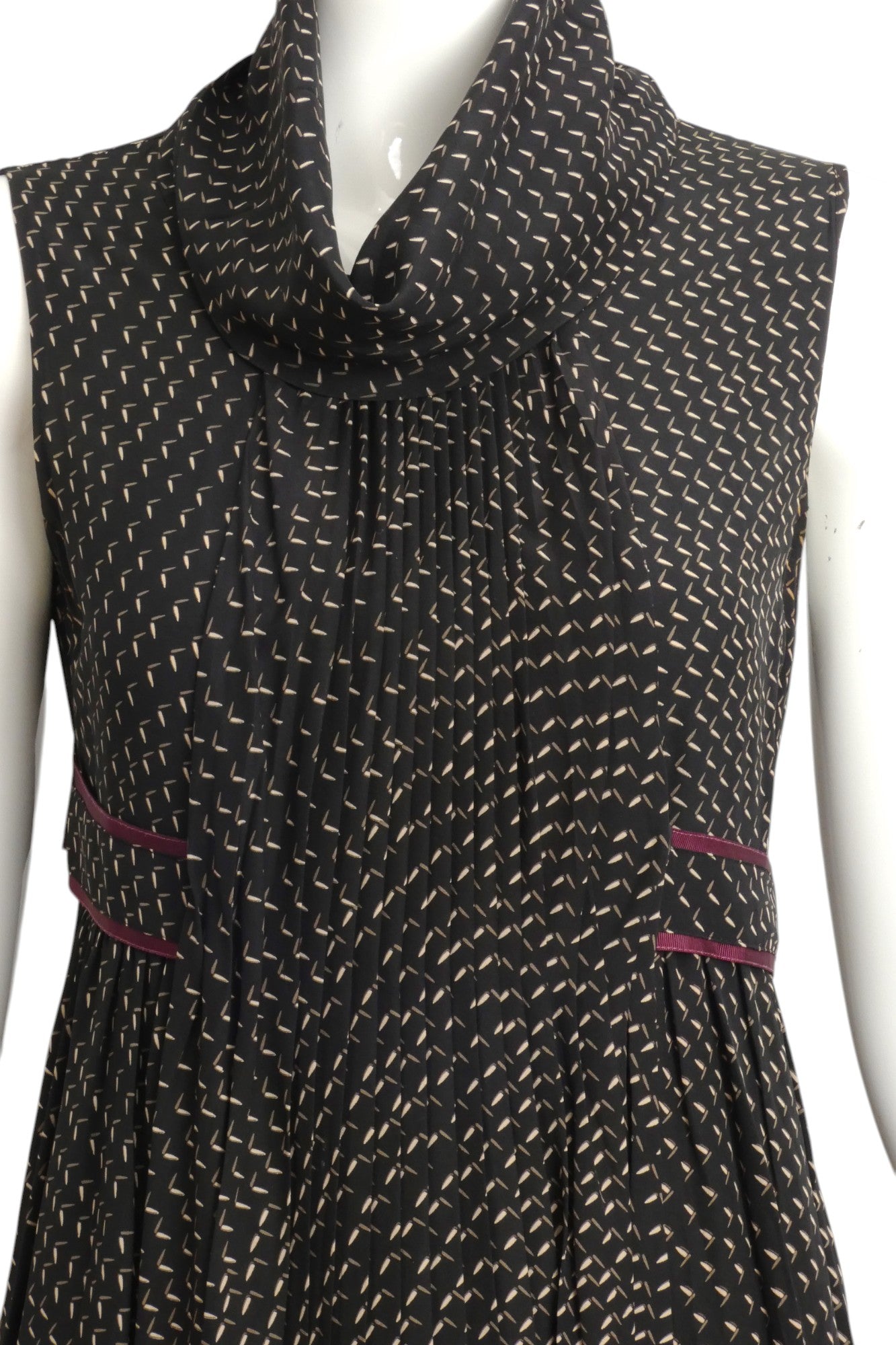 FENDI- Printed Silk Belted Dress, Size 4