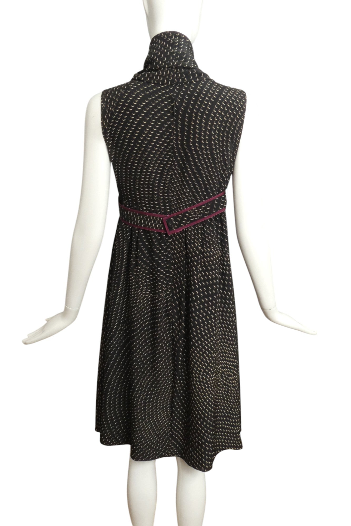 FENDI- Printed Silk Belted Dress, Size 4