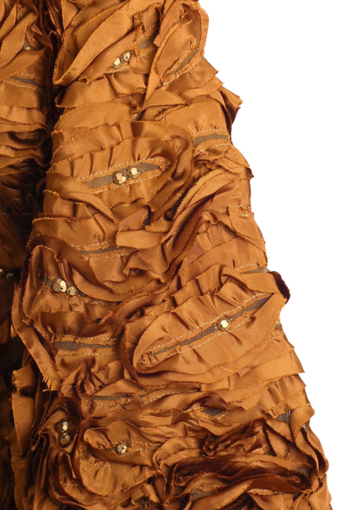 CAROLINA HERRERA- 2000s Brown Silk Rosette Coat, Size 4