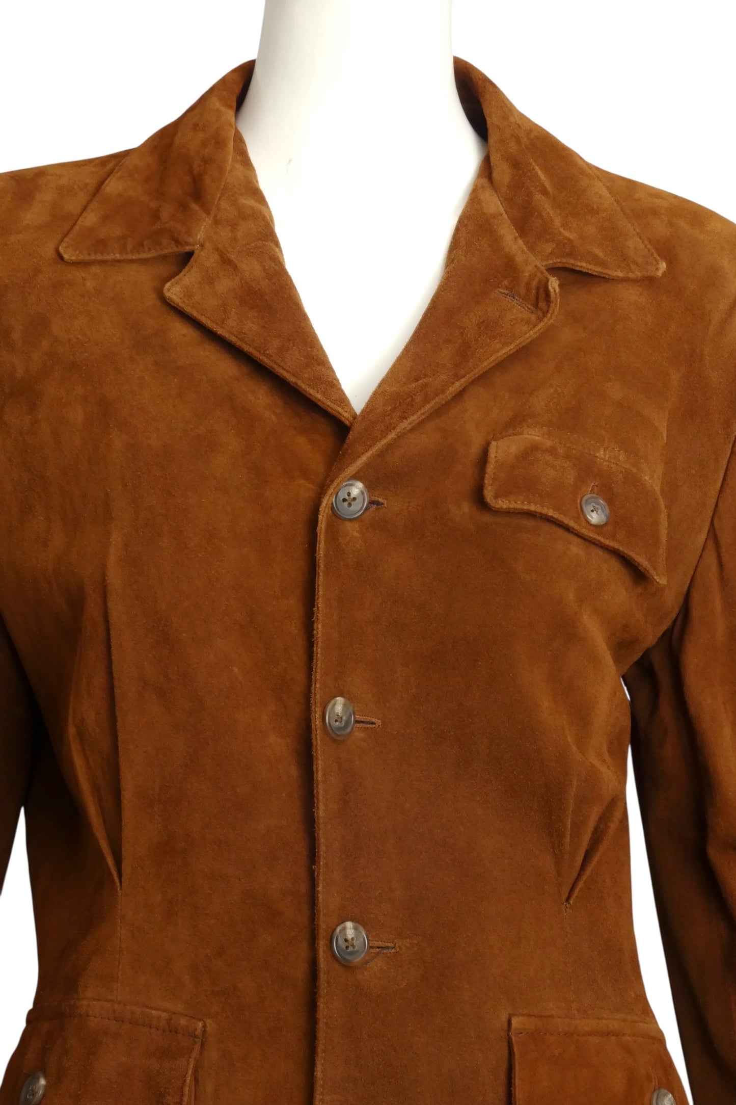RALPH LAUREN PURPLE LABEL- 1990s Brown Suede Skirt Ensemble, Size 8