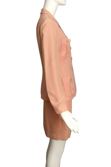 CHEAP & CHIC MOSCHINO- 1990s Pink Crepe Skirt Suit, Size 6