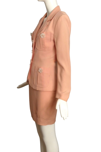 CHEAP & CHIC MOSCHINO- 1990s Pink Crepe Skirt Suit, Size 6