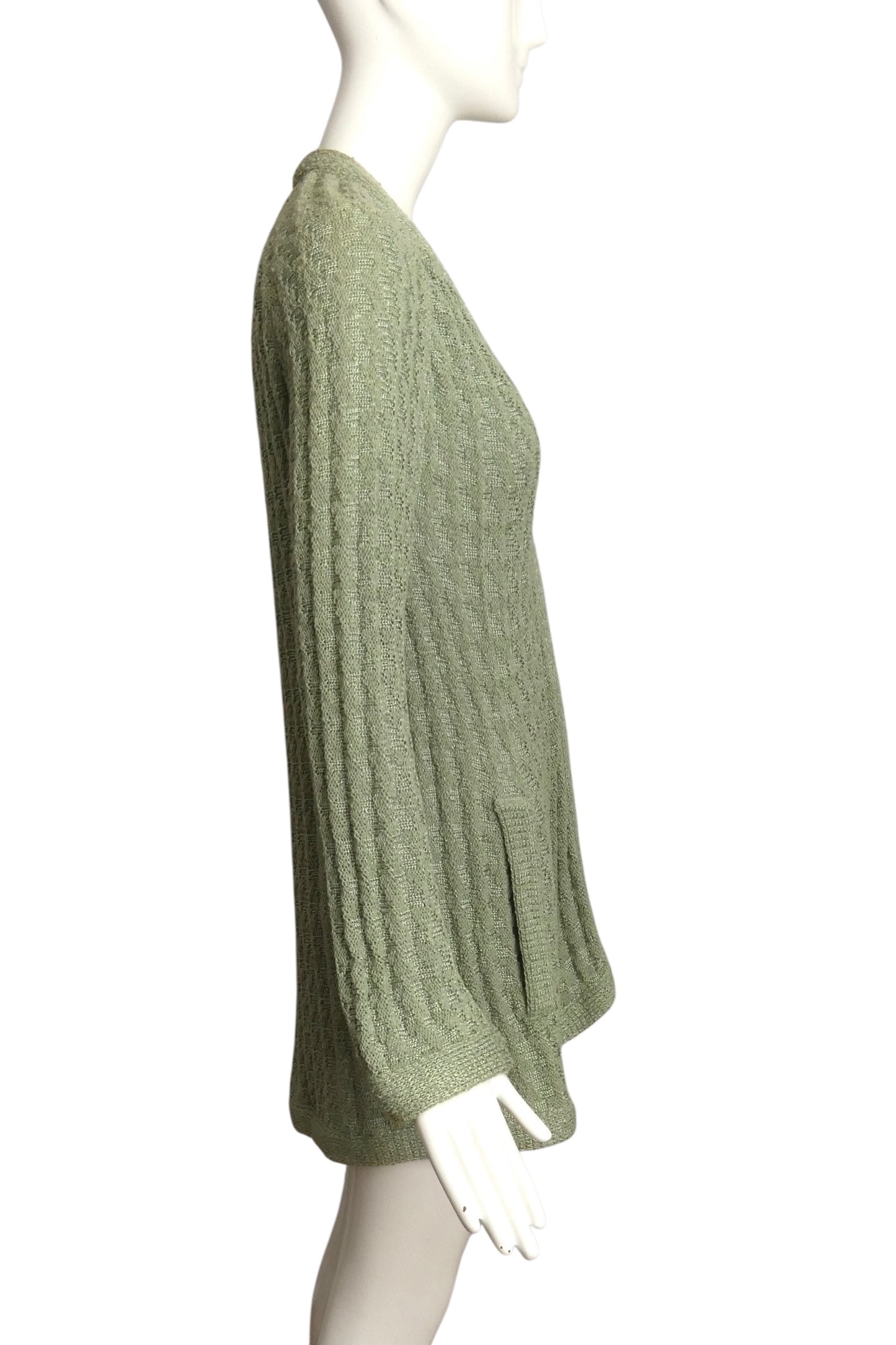 MISSONI- 1970s Green Knit Cardigan, Size 8