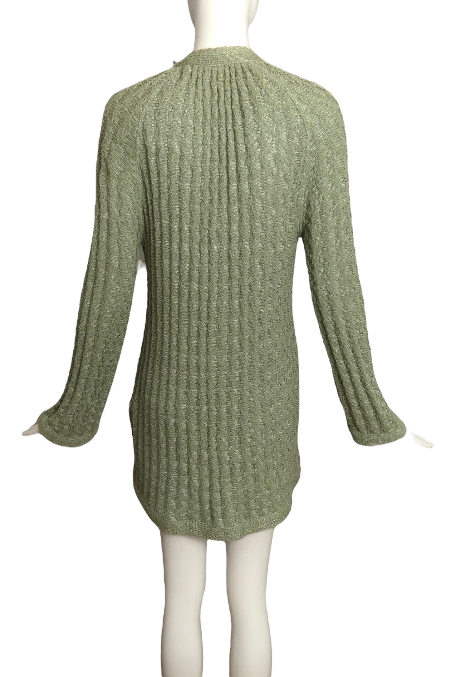 MISSONI- 1970s Green Knit Cardigan, Size 8