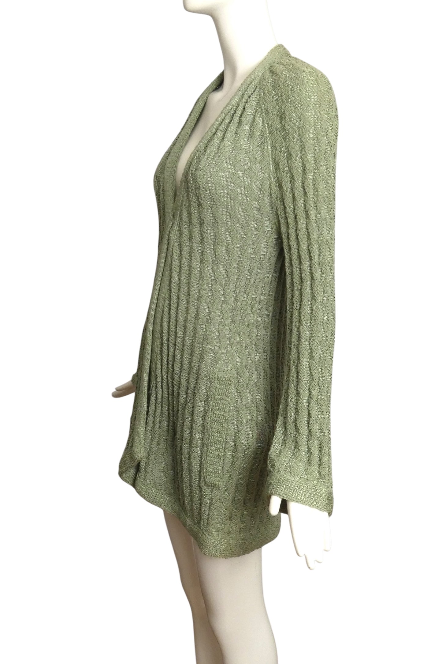 MISSONI- 1970s Green Knit Cardigan, Size 8