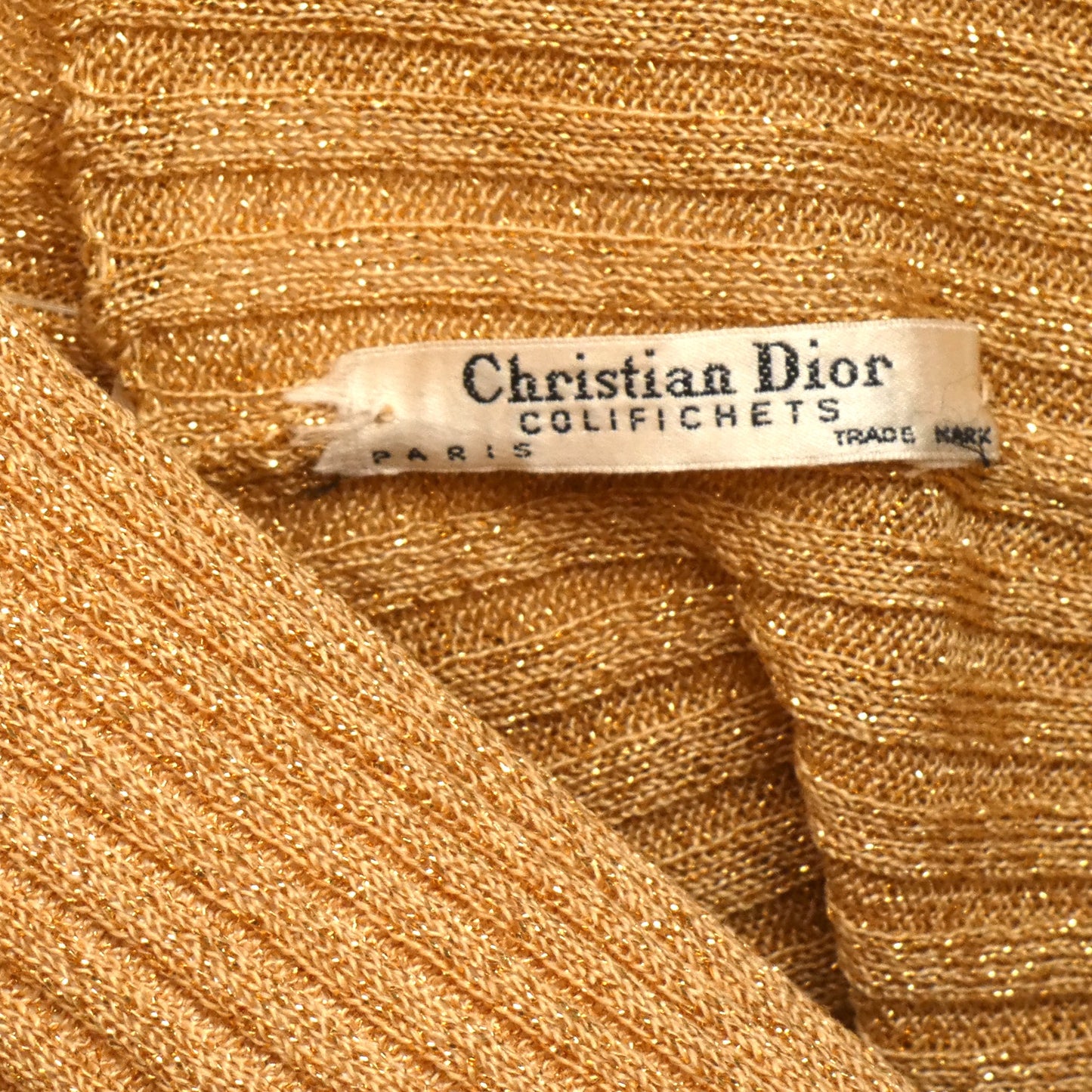 CHRISTIAN DIOR- 1960s Metallic Gold Knit Turtleneck Sweater, Size 2