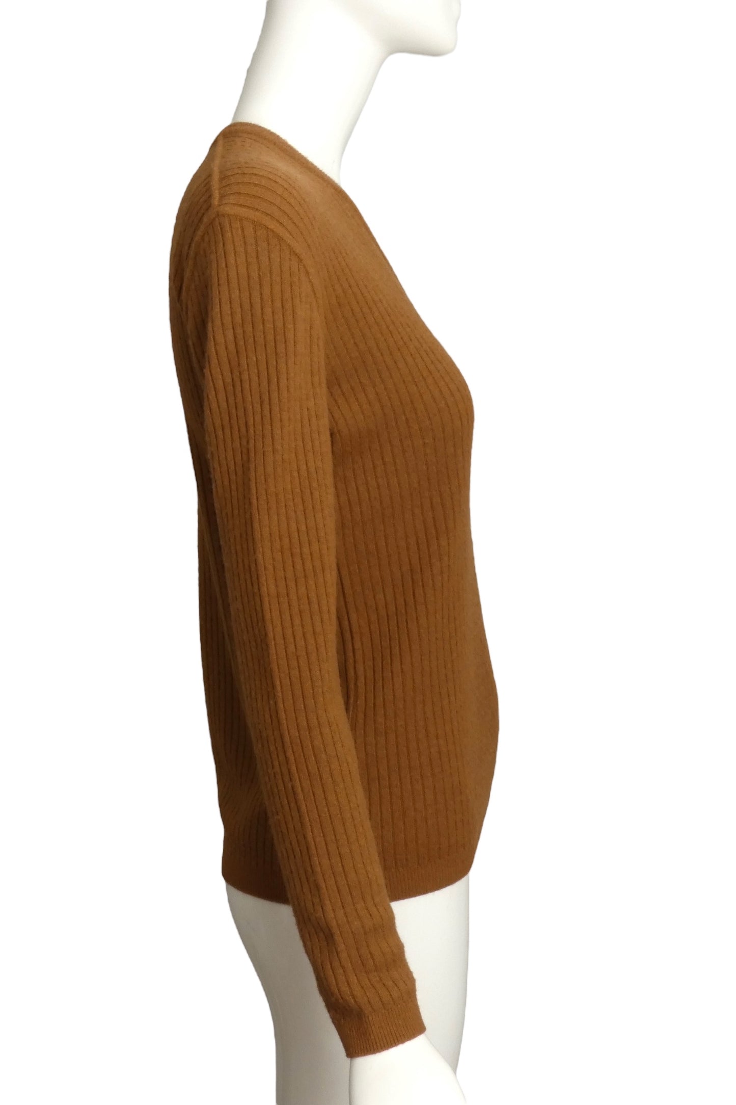 COURREGES- 1970s Brown Ribbed Knit Sweater, Size 6
