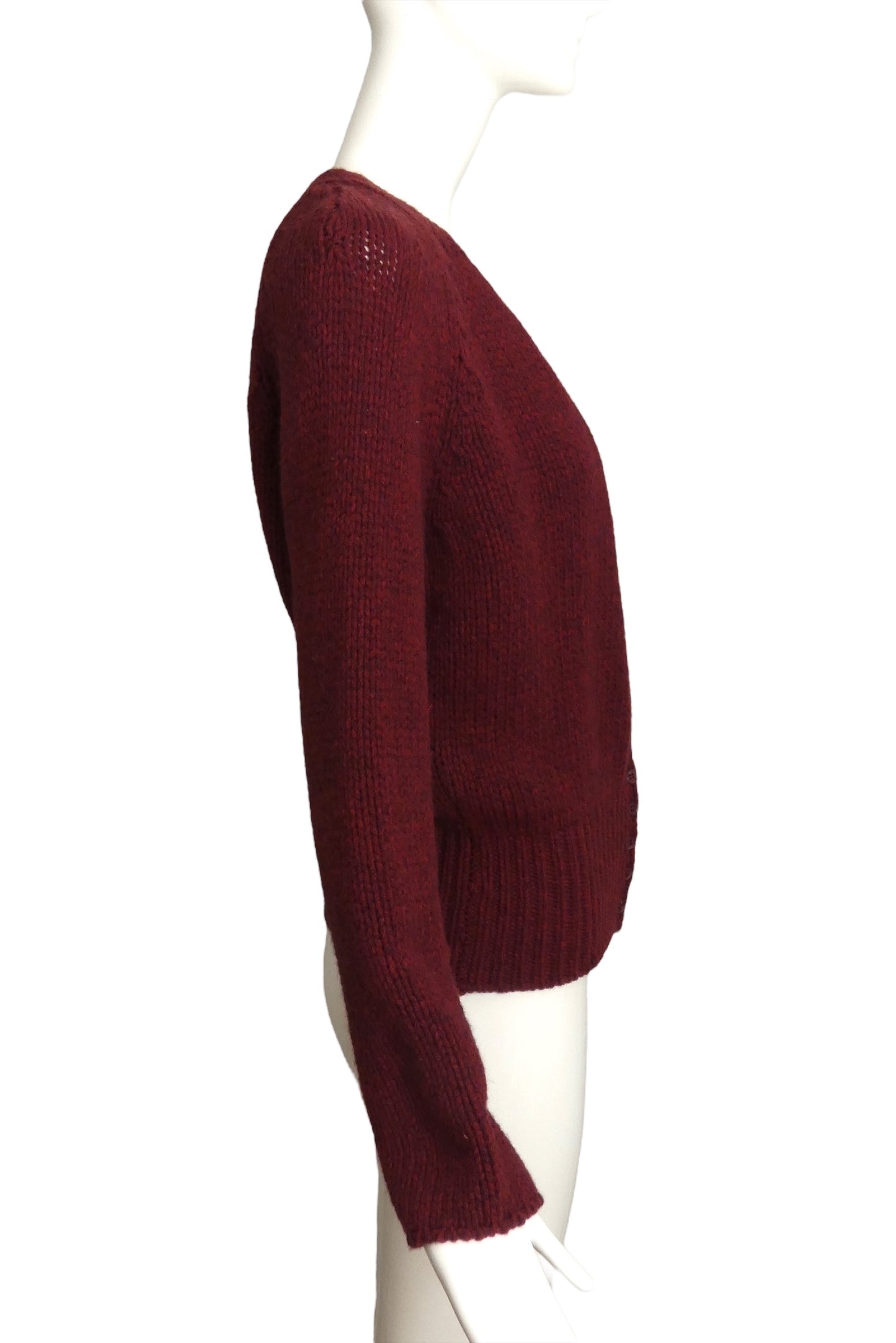 YVES SAINT LAURENT- 1980s Burgundy Knit Cardigan, Size 6