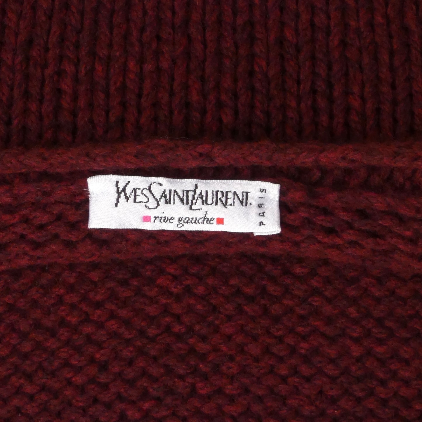 YVES SAINT LAURENT- 1980s Burgundy Knit Cardigan, Size 6