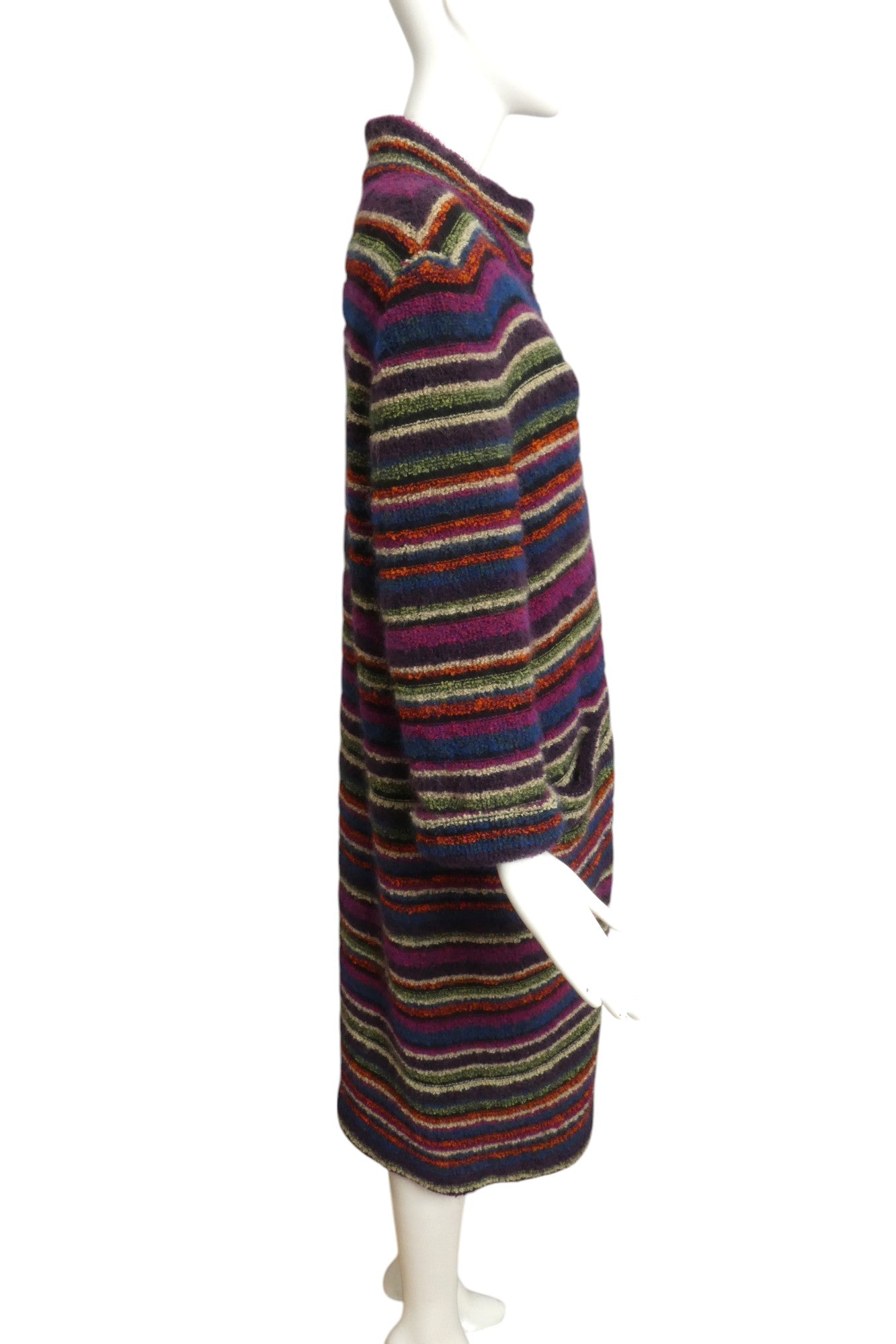 MISSONI- 1970s Wool Striped Coat, Size 10