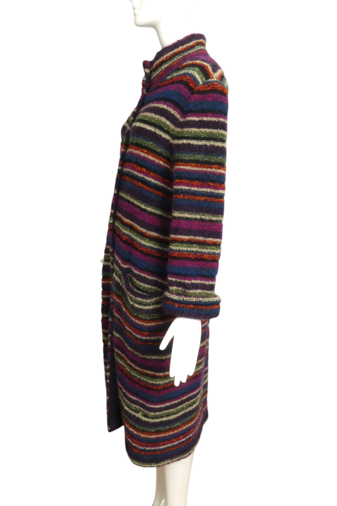 MISSONI- 1970s Wool Striped Coat, Size 10