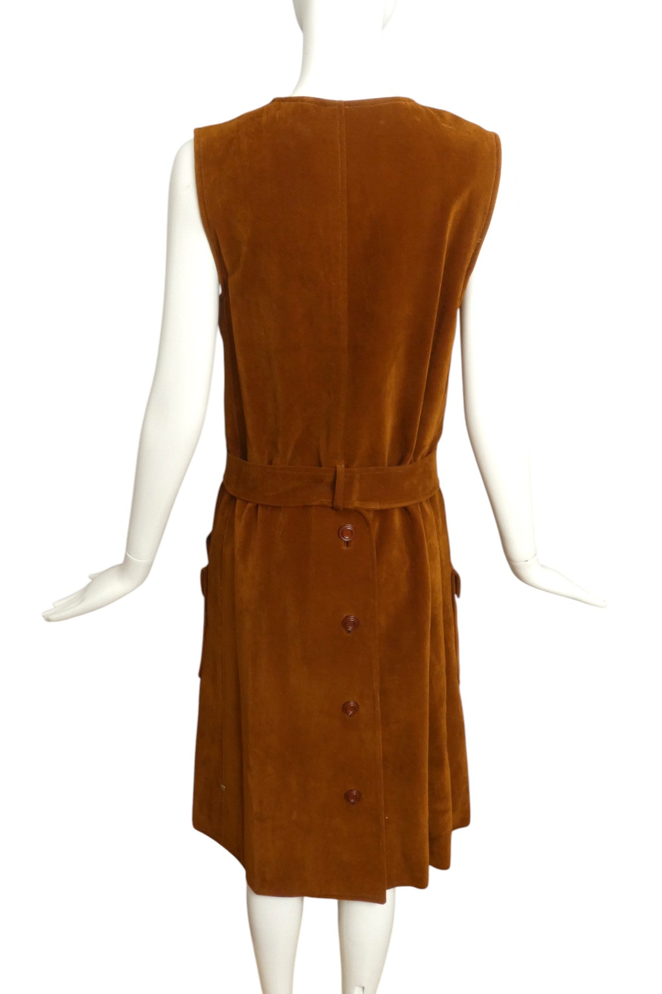 EMANUEL UNGARO- 1960s Brown Faux Suede Dress, Size 4
