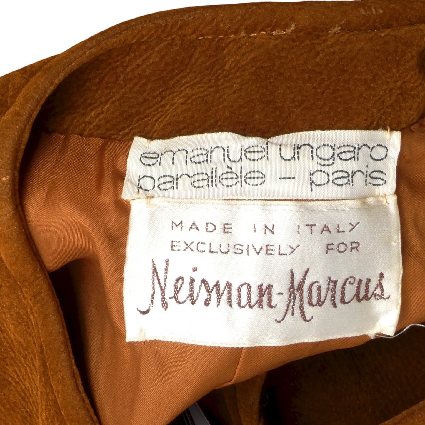 EMANUEL UNGARO- 1960s Brown Faux Suede Dress, Size 4