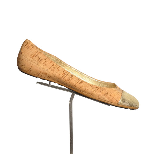 JIMMY CHOO- Cork Cap Toe Ballet Flats, Size 39.5