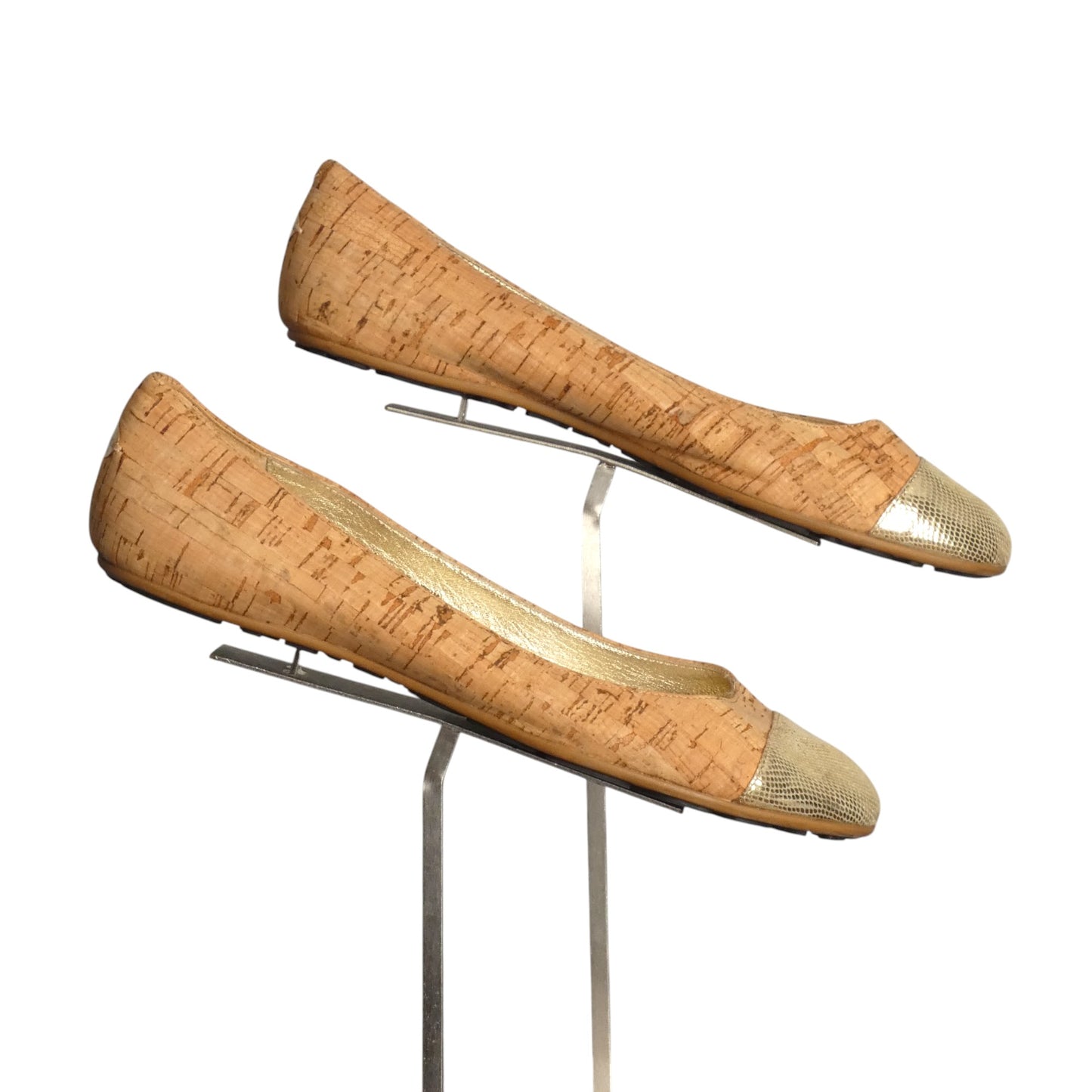 JIMMY CHOO- Cork Cap Toe Ballet Flats, Size 39.5