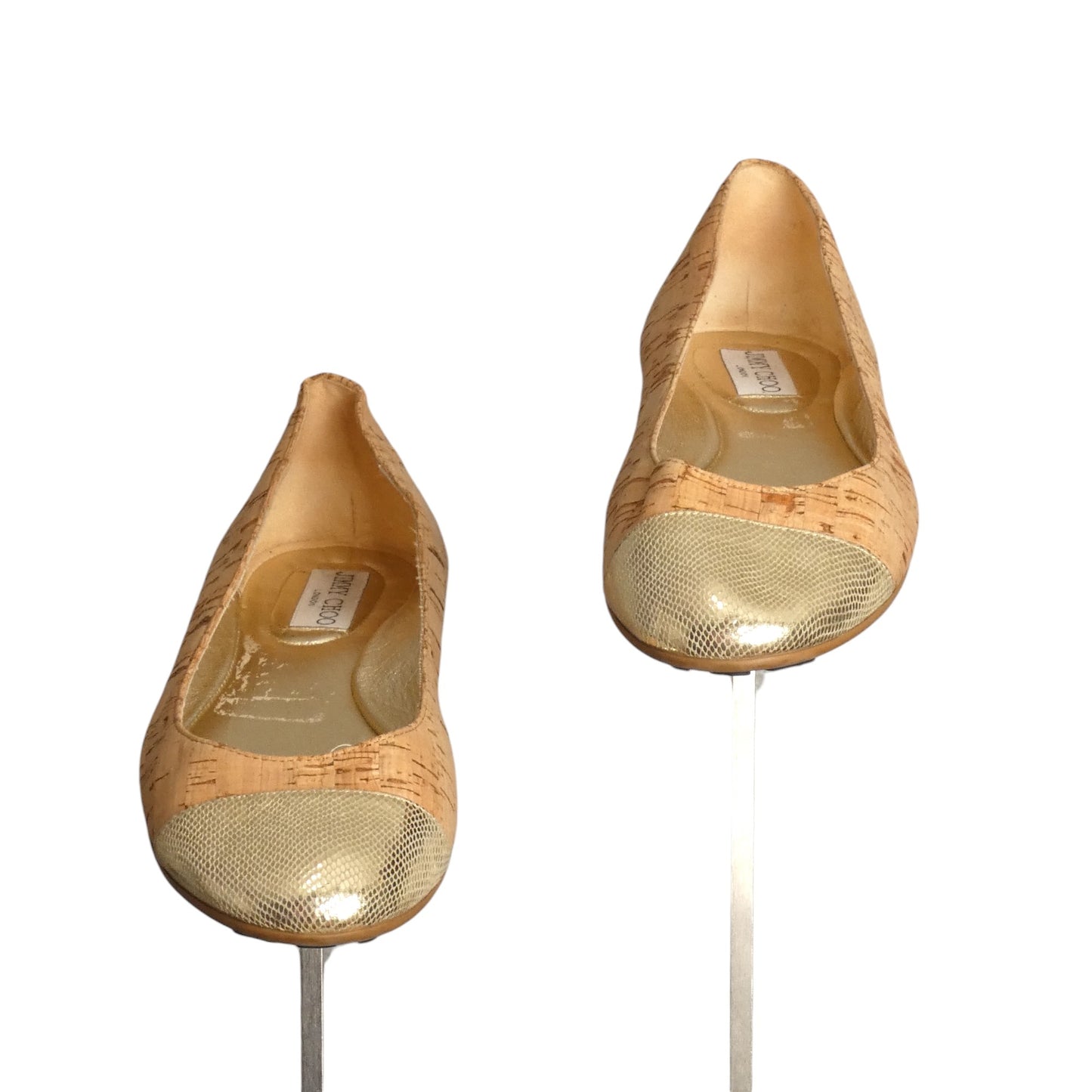 JIMMY CHOO- Cork Cap Toe Ballet Flats, Size 39.5