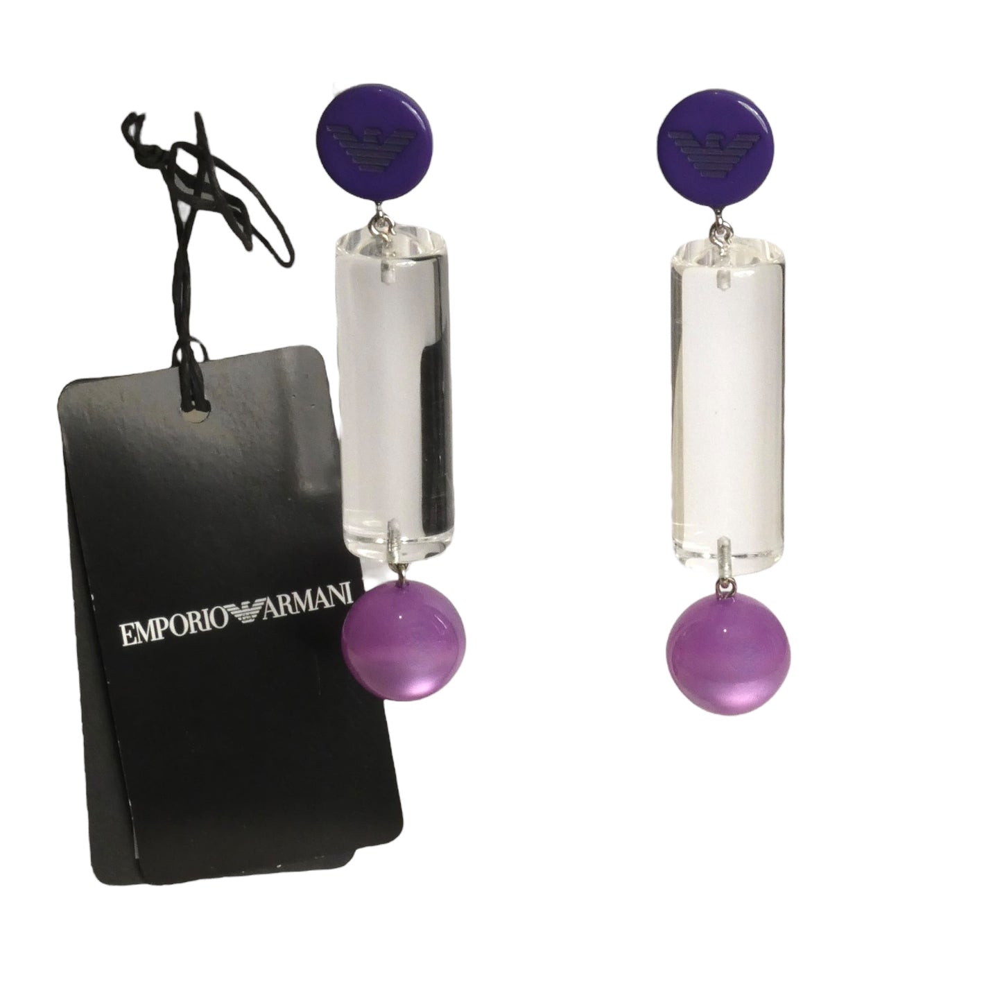 EMPORIO ARMANI- NWT Pierced Lucite Cylindrical Drop Earrings