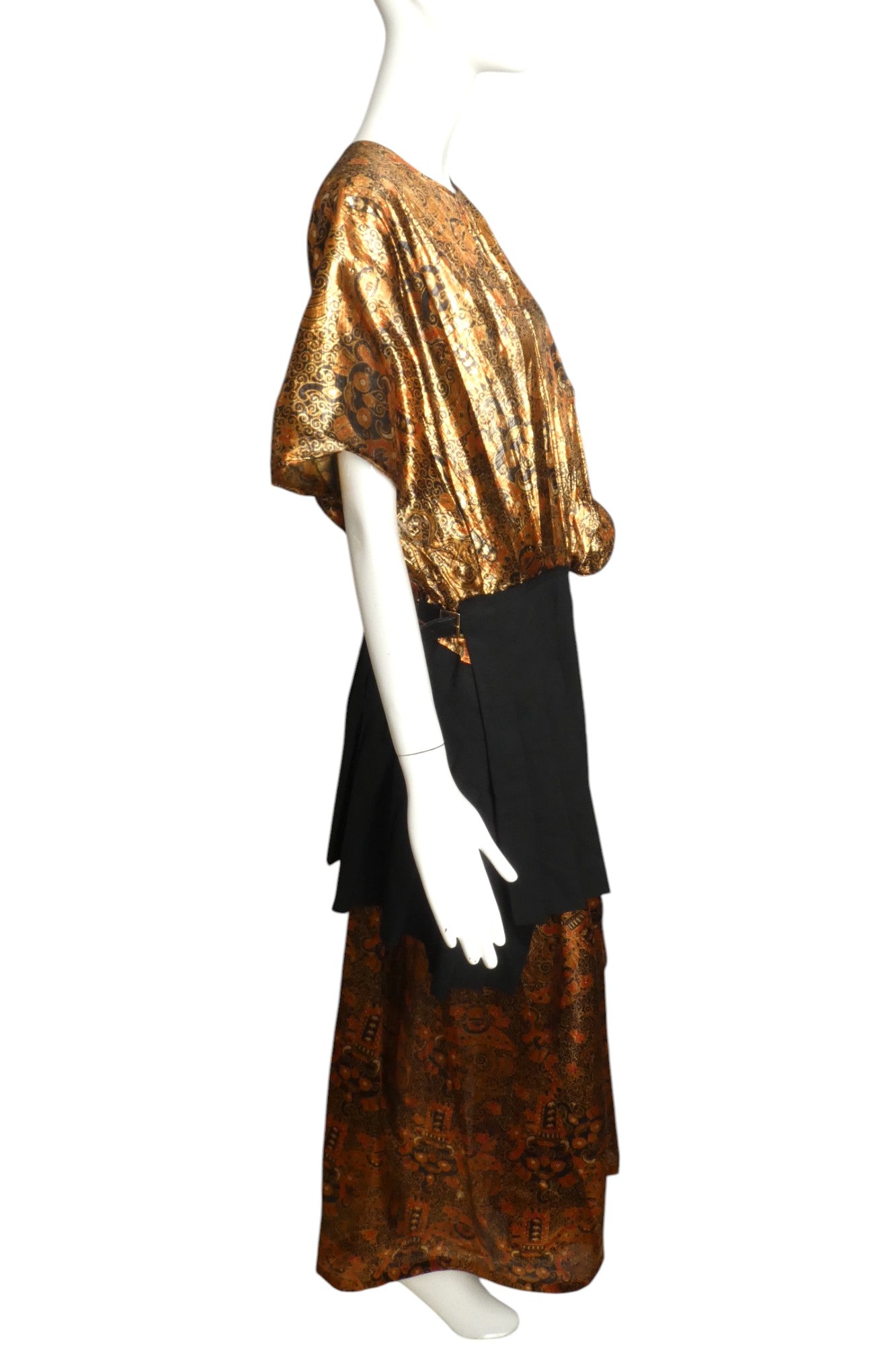 JUNYA WATANABE- 2022 Metallic Lamé & Cotton Pleat Dress, Size Small