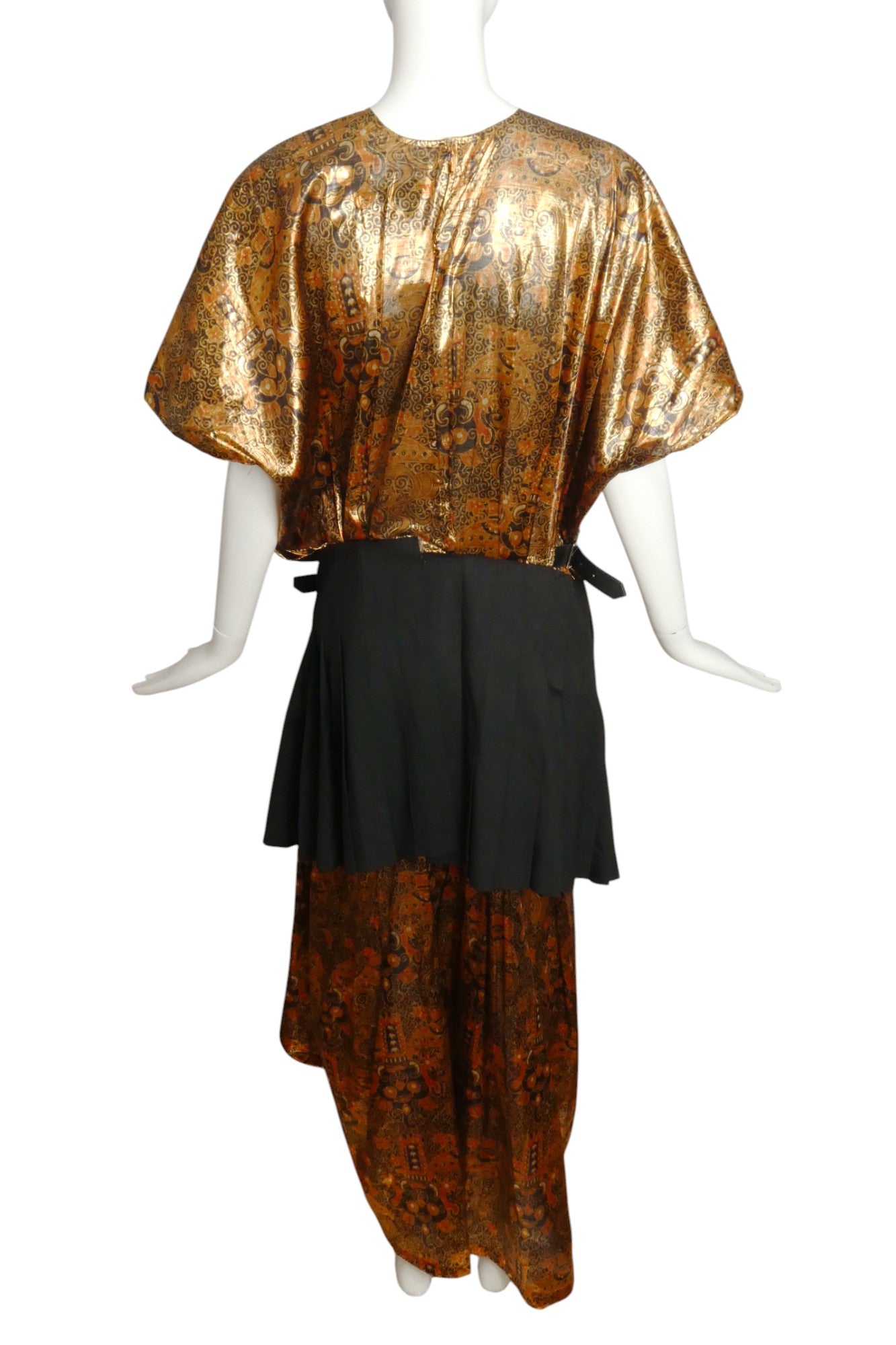 JUNYA WATANABE- 2022 Metallic Lamé & Cotton Pleat Dress, Size Small