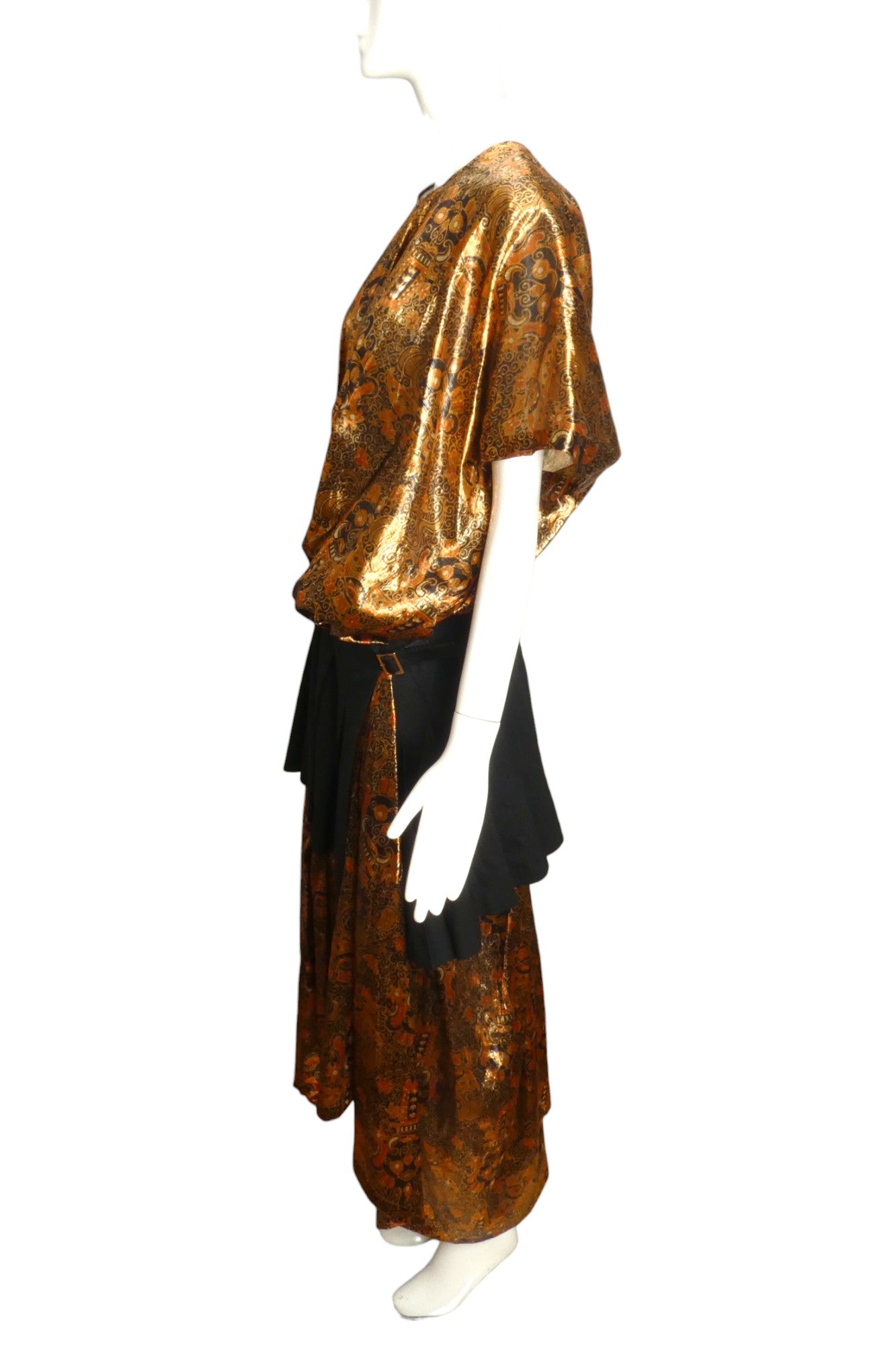 JUNYA WATANABE- 2022 Metallic Lamé & Cotton Pleat Dress, Size Small