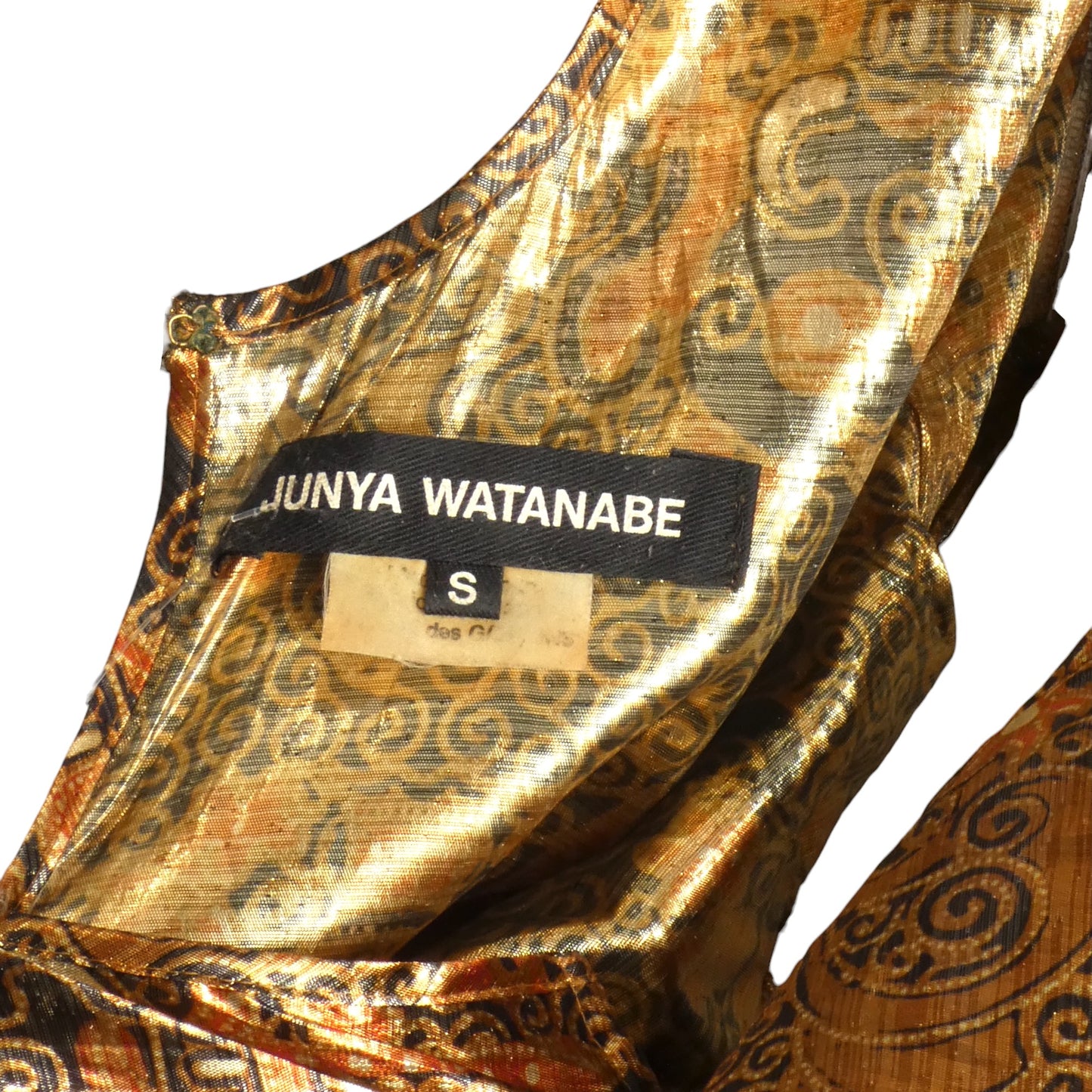 JUNYA WATANABE- 2022 Metallic Lamé & Cotton Pleat Dress, Size Small