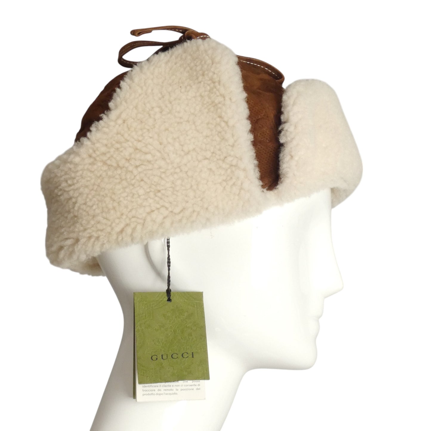 GUCCI- NWT 2023 Shearling & Brown Suede Trapper Hat, Size Medium