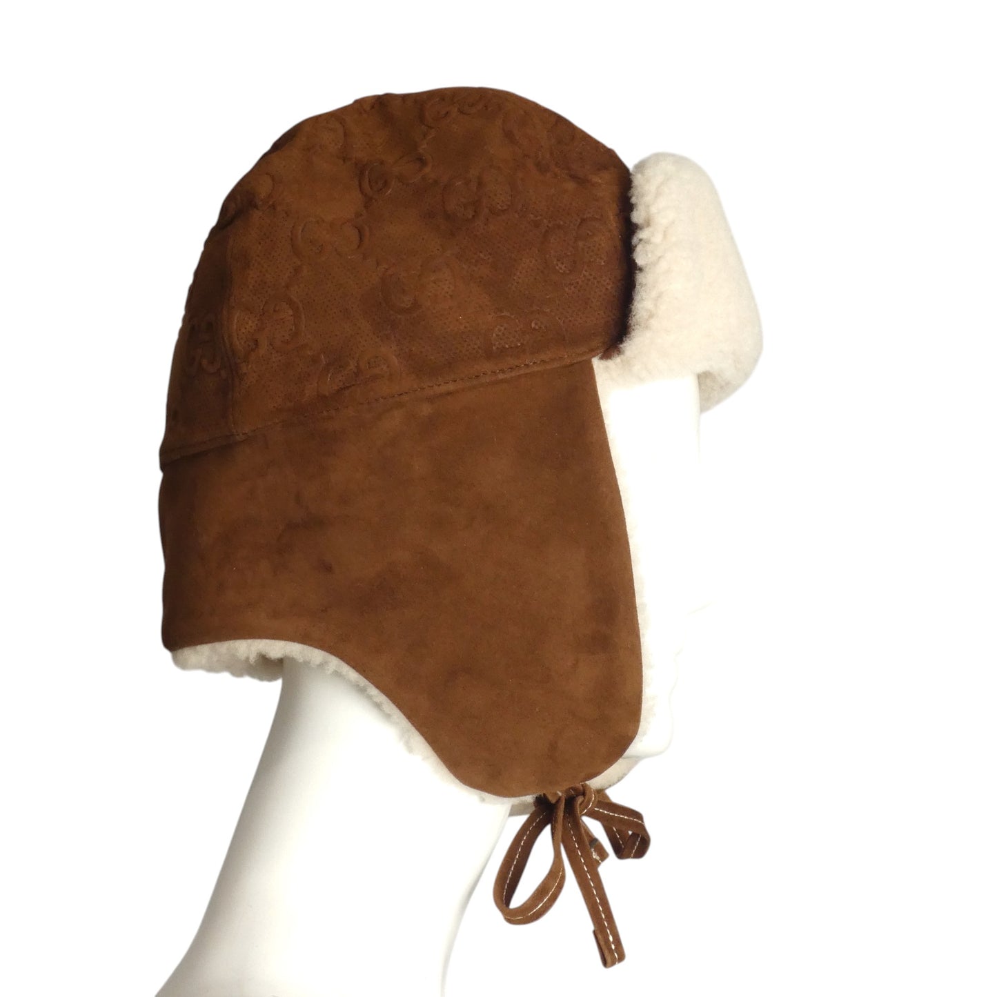 GUCCI- NWT 2023 Shearling & Brown Suede Trapper Hat, Size Medium
