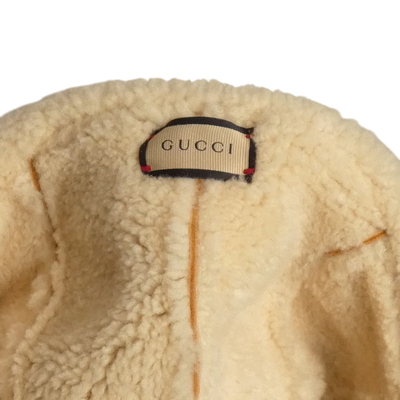 GUCCI- NWT Shearling & Suede Beanie, Size Medium