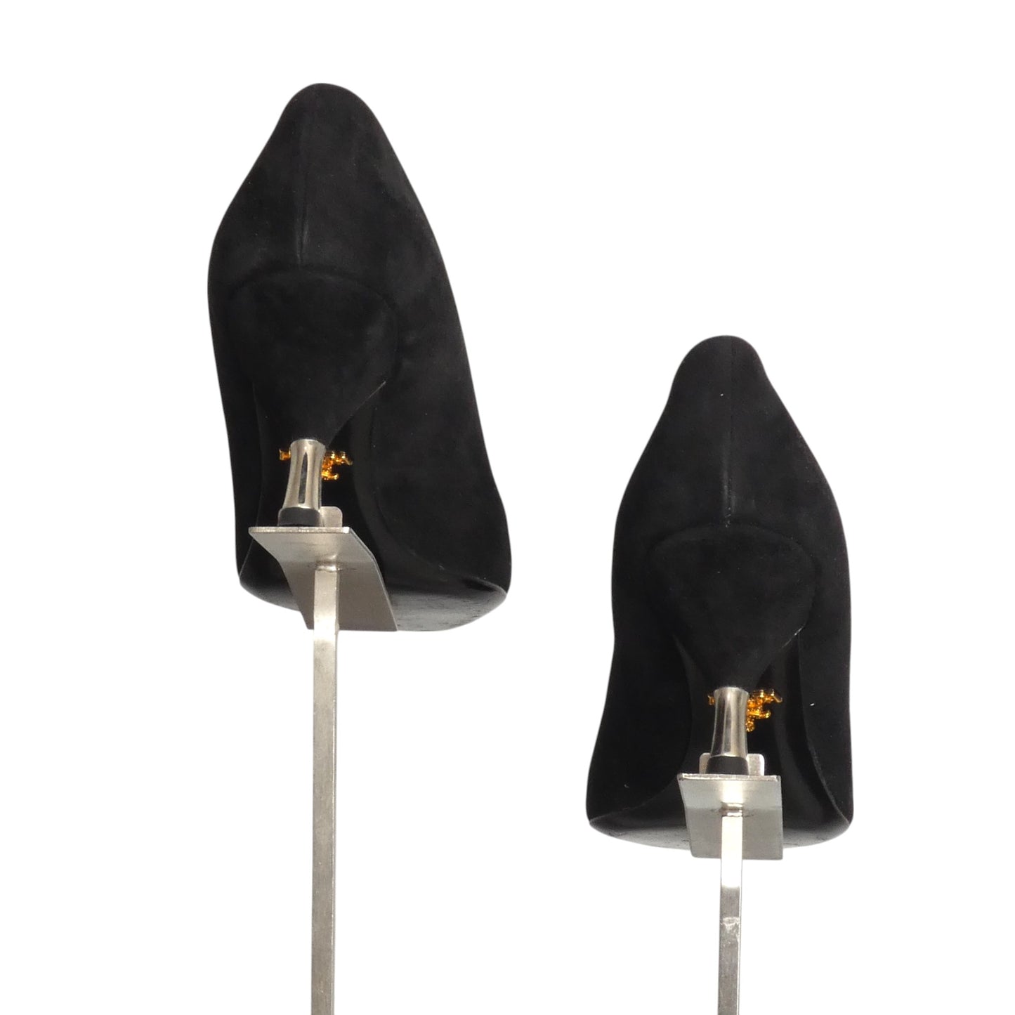 PRADA- Black Rhinestone Suede Pumps, Size 39