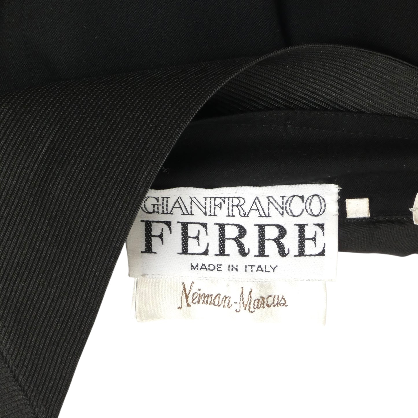 GIANFRANCO FERRE- 1980s Black Wool Asymmetrical Waist Skirt, Size 12